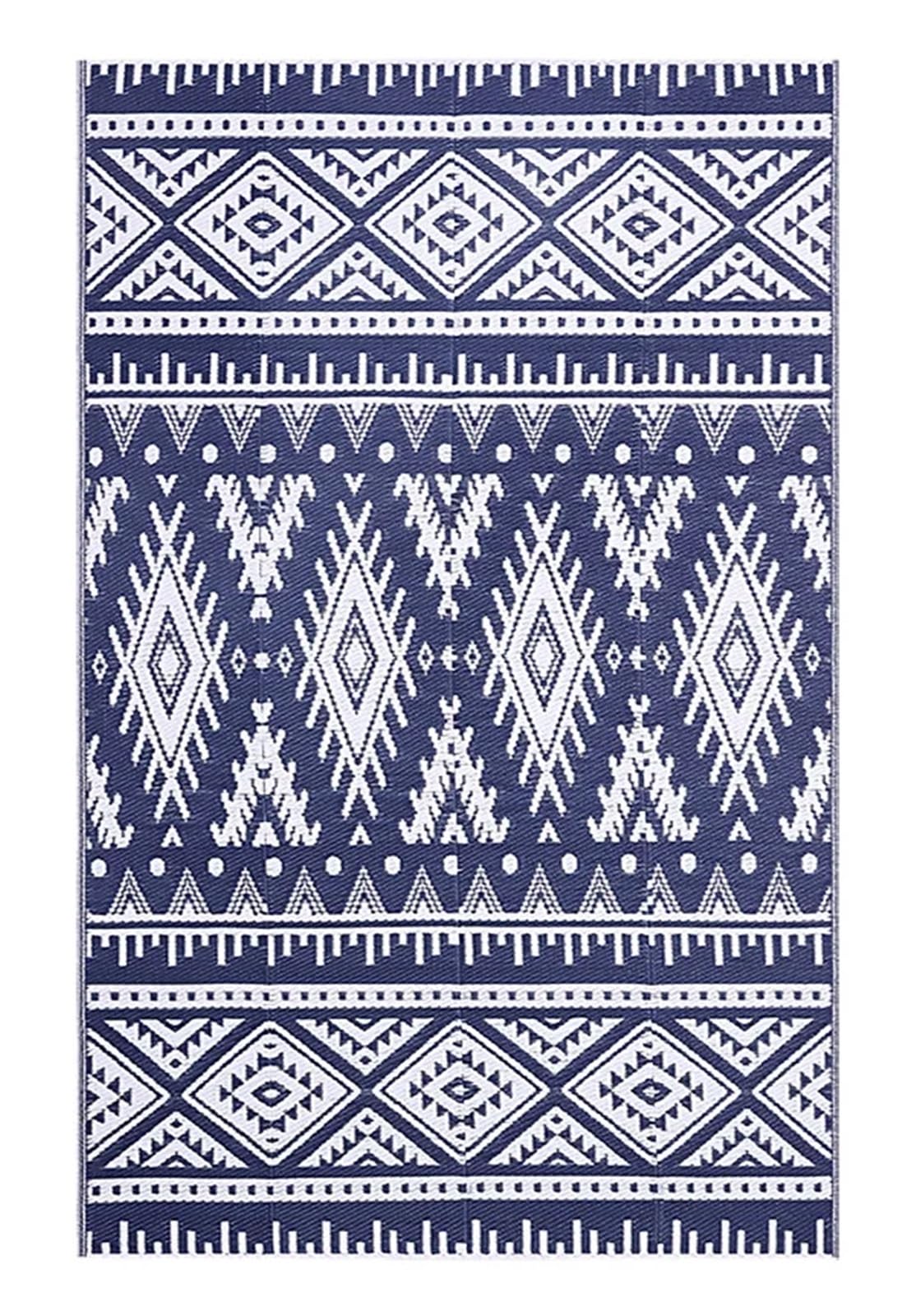 Dywan na zewnątrz, Dywaniki zewnętrzne na taras, kemping, piknik, balkon, do ogrodnictwa, kempingu(Blue White,5X8inch(150x240cm))