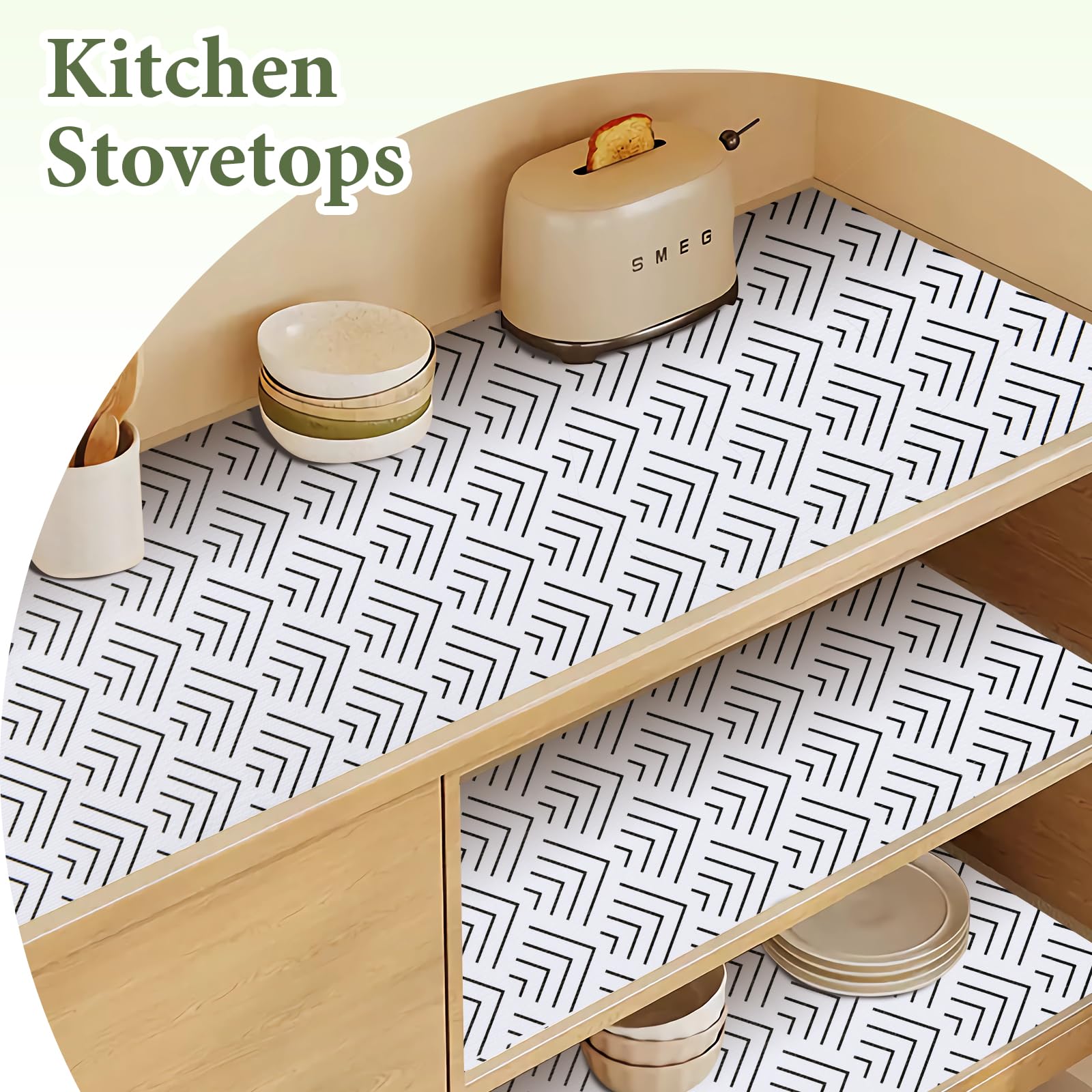 Forro de estante para armarios de cocina, forro de cajón no adhesivo, antideslizante, grueso, papel fuerte, fácil de limpiar, para caja de herramientas, refrigerador con cuchillo y cinta métrica,