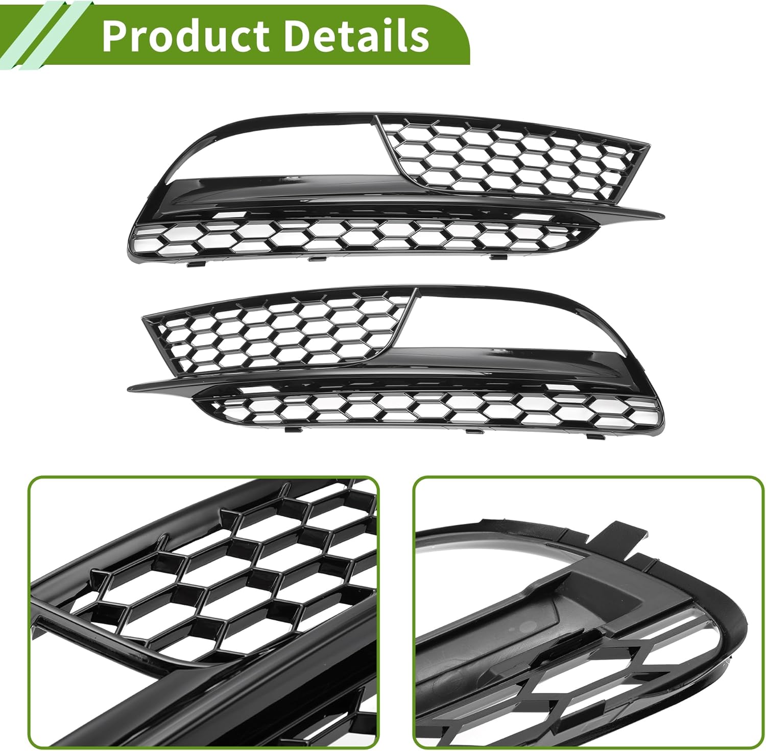 No.8T0807681H/8T0807682H Fog Light Grill for Audi A5 2012-2016 Black Front Left Right Front Lower Bumper Fog Light Cover Inserts ABS 1 Pair - Image 5