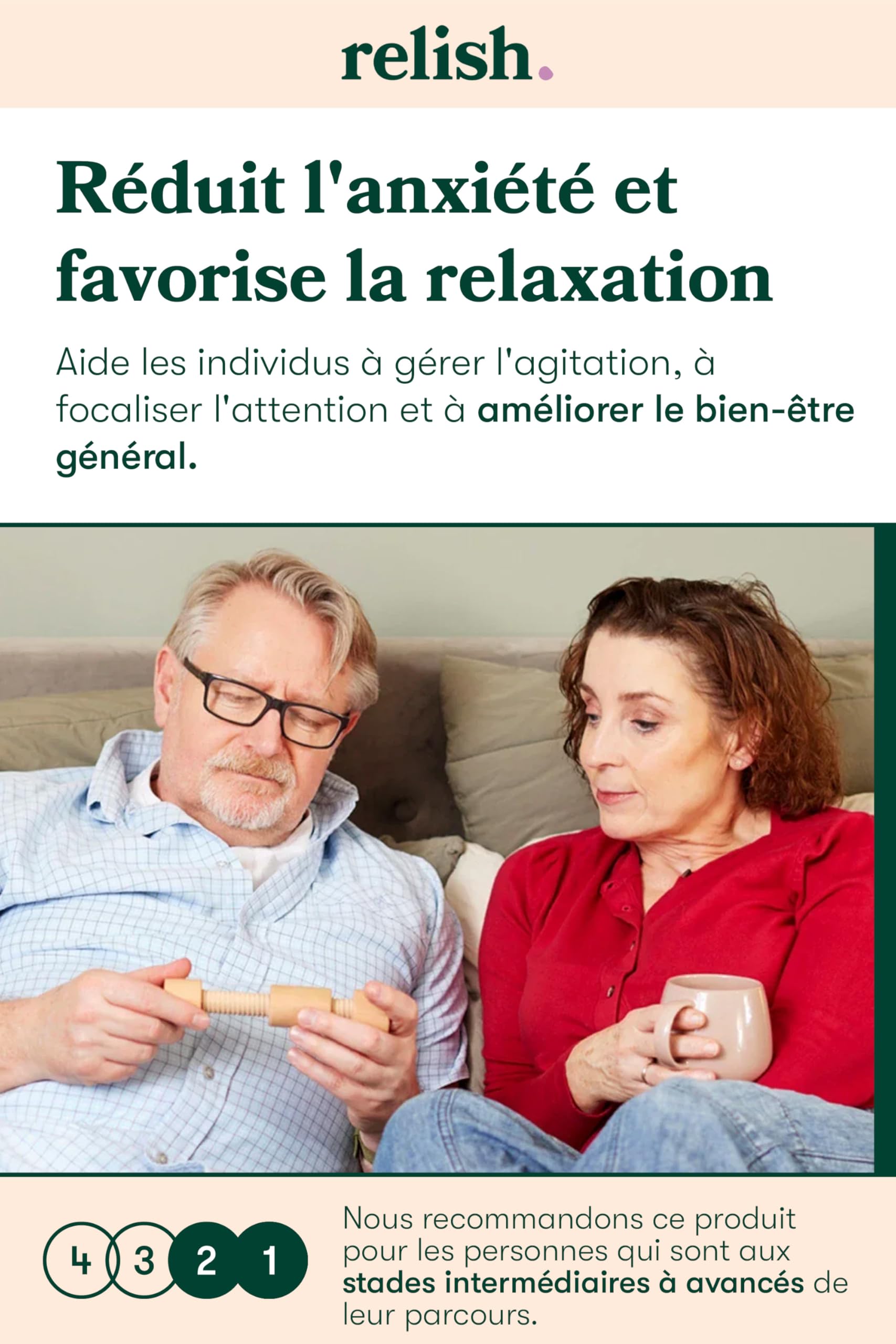 Relish - Fidget Toys, Fidget Widget Duopack Ensemble de jouets en bois - Produits sensoriels Alzheimer et démence, activités pour personnes âgées/personnes âgées