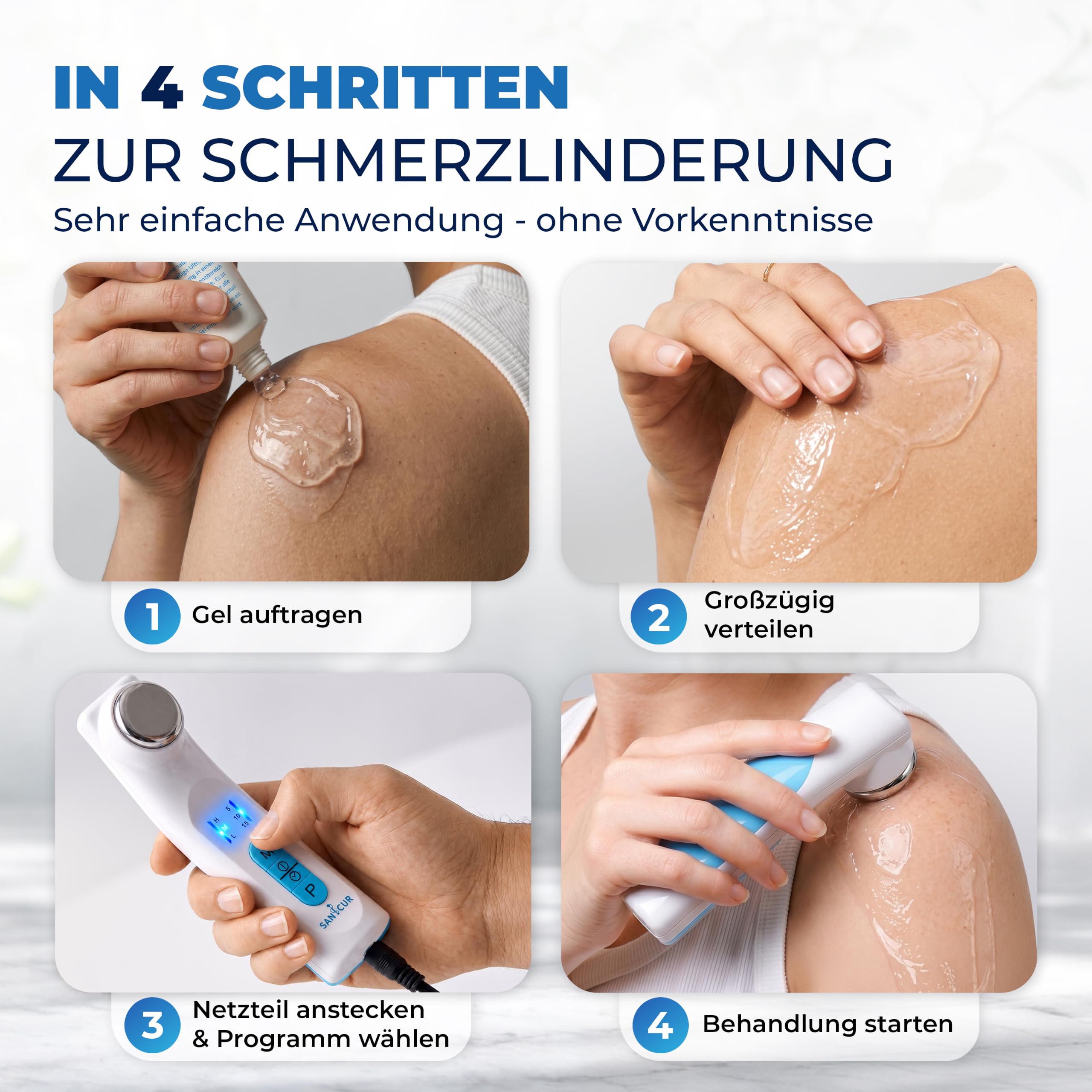Ultraschallgerät für Zuhause - Zertifiziertes Medizinprodukt Klasse IIa - Ultraschallgerät Schmerztherapie bei Arthrose, Muskel- & Gelenkschmerzen - 1 MHz, inkl. 150ml Ultraschallgel