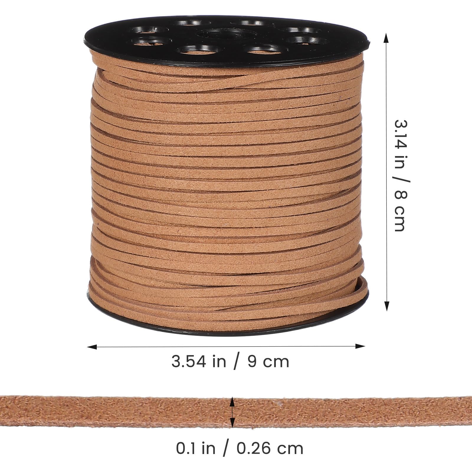 PACKOVE Cordino in Finta Pelle Scamosciata 2,6 Mm Cachi, Rotolo 90 M per Creazione Gioielli Fai da Te, Corda per Braccialetti e Collane, Filo Tessitura Artigianale e Decorazioni