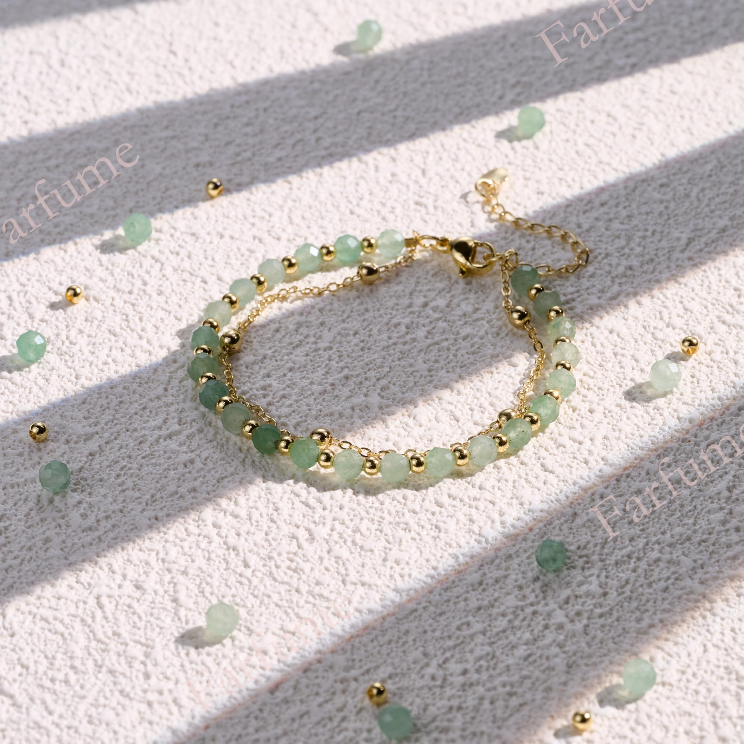 Farfume Bracelet en pierres naturelles pour femme, perles en pierre naturelle de 4 mm, gemmes travaillées à la main, bijoux idéaux en guise de cadeau