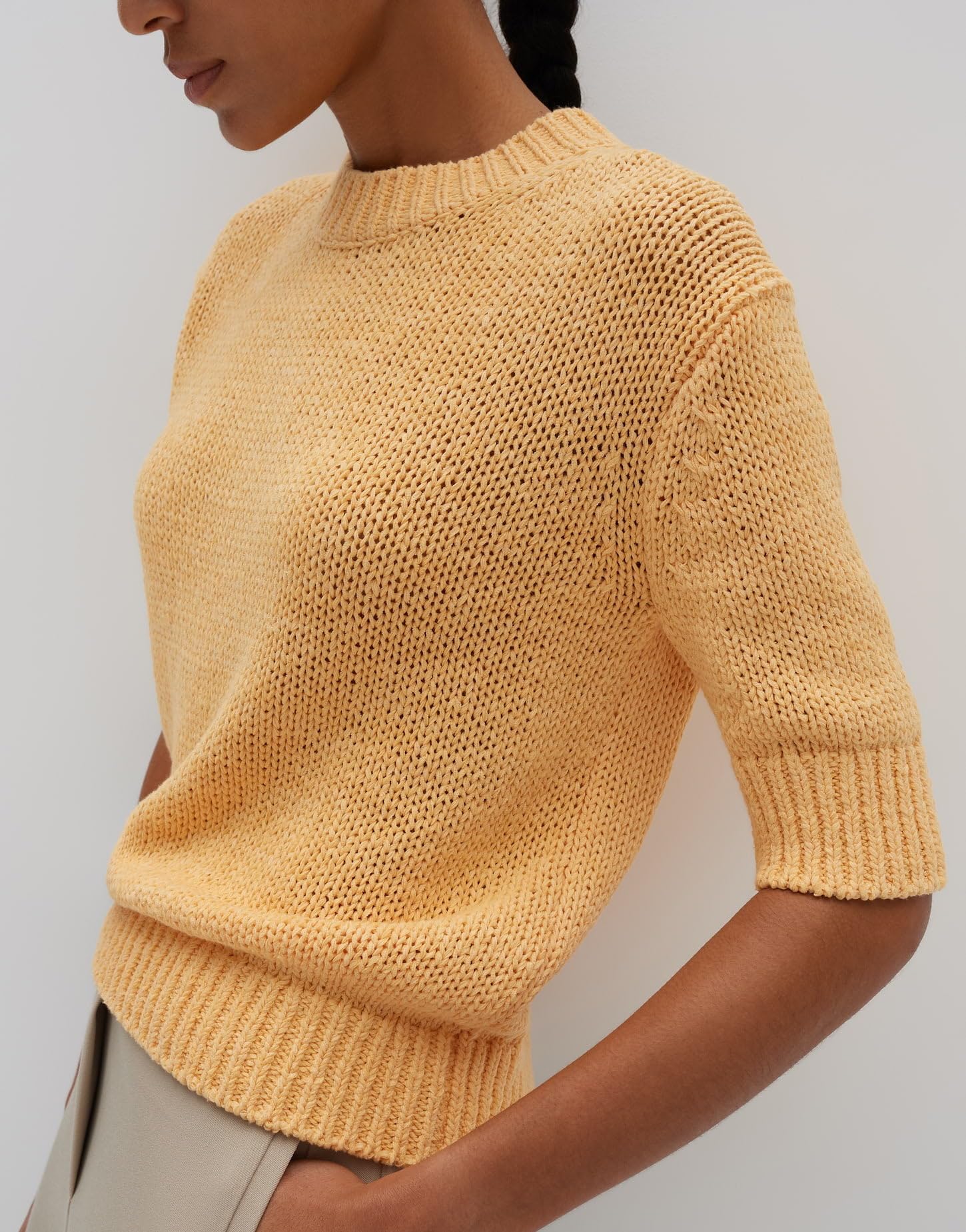 someday Damen Pullover | Kurzarmpullover TAVERY Loose aus weichem Bändchengarn