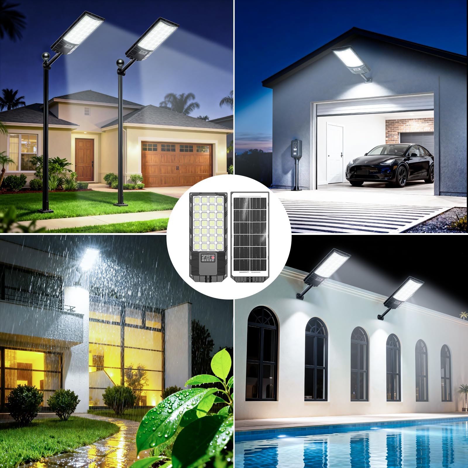 Farolas Solares Exteriore, 6500K Potente Farola Solar con Sensor de Movimiento, Mando a Distancia, IP66 Impermeable Foco Solar Lampara Exterior para Jardín Garage Patio Calzadas Calle