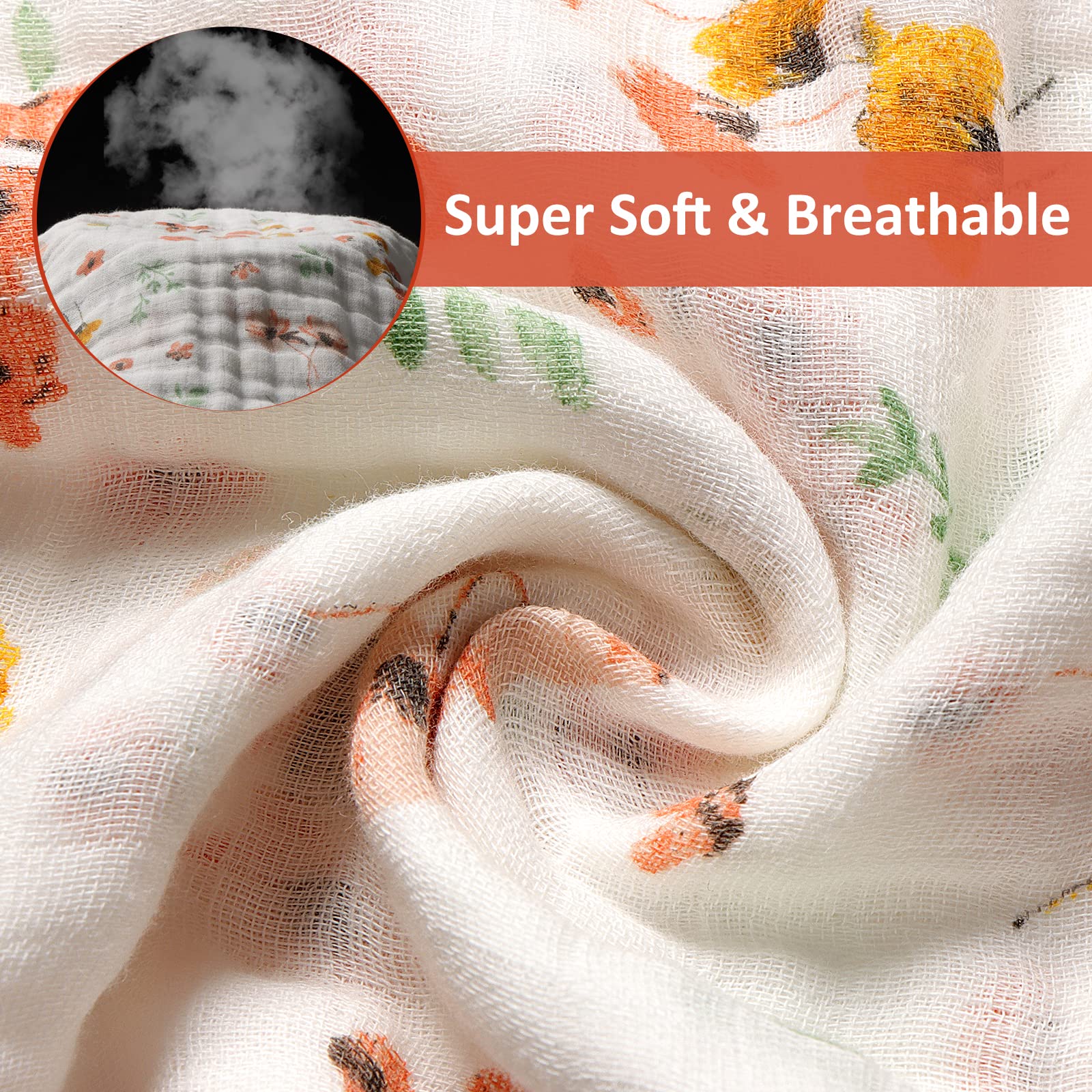 lasoftan - Paños de muselina para bebé, 100 % algodón, súper absorbentes, suaves, toallas de baño para bebés, niñas y niños, gran regalo para recién nacidos, 10 x 20 pulgadas, paquete de 4, hojas y