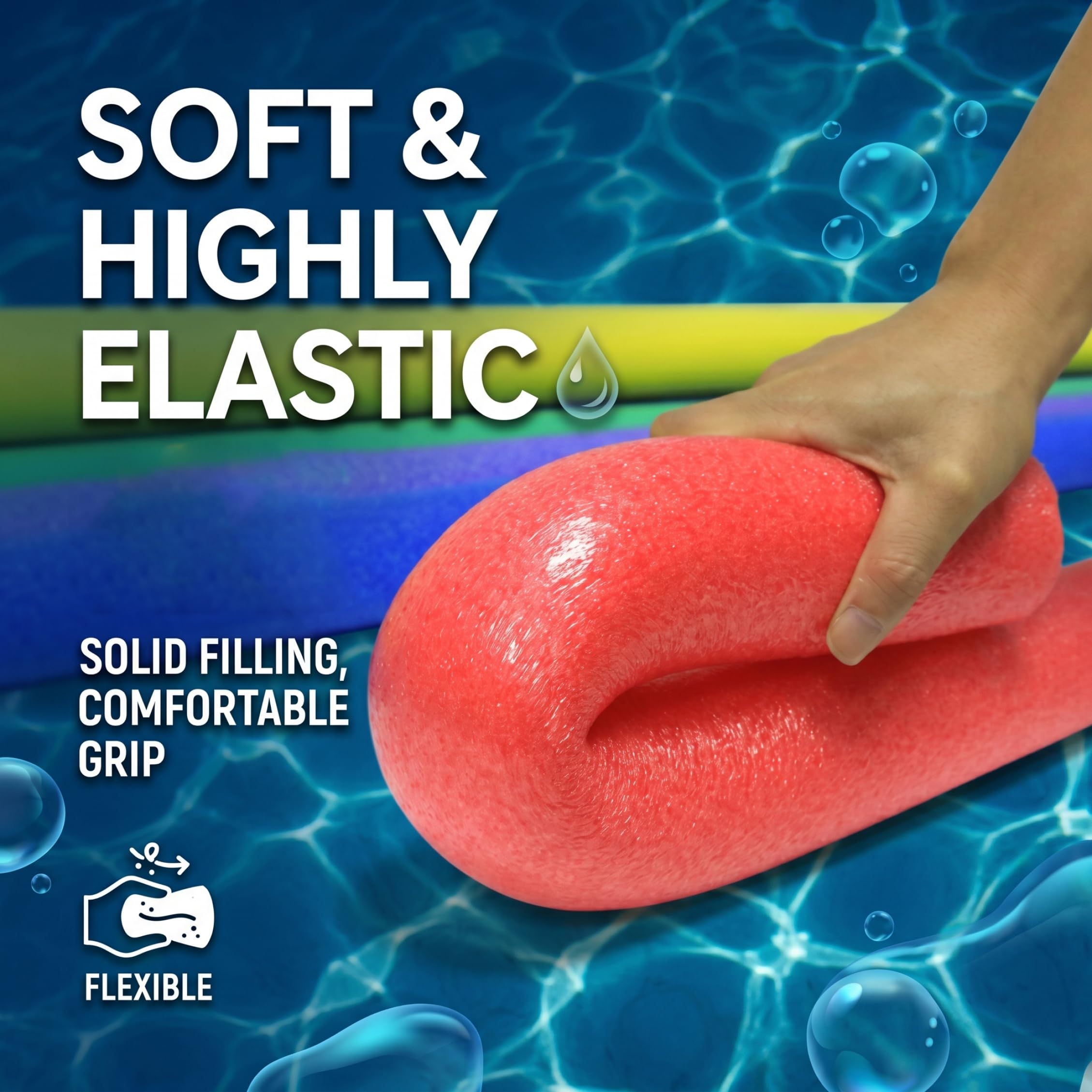 Tabla de natación Jumbo Pool Noodle en Forma de A para Adultos con Bolsa de Malla (Color Aleatorio)