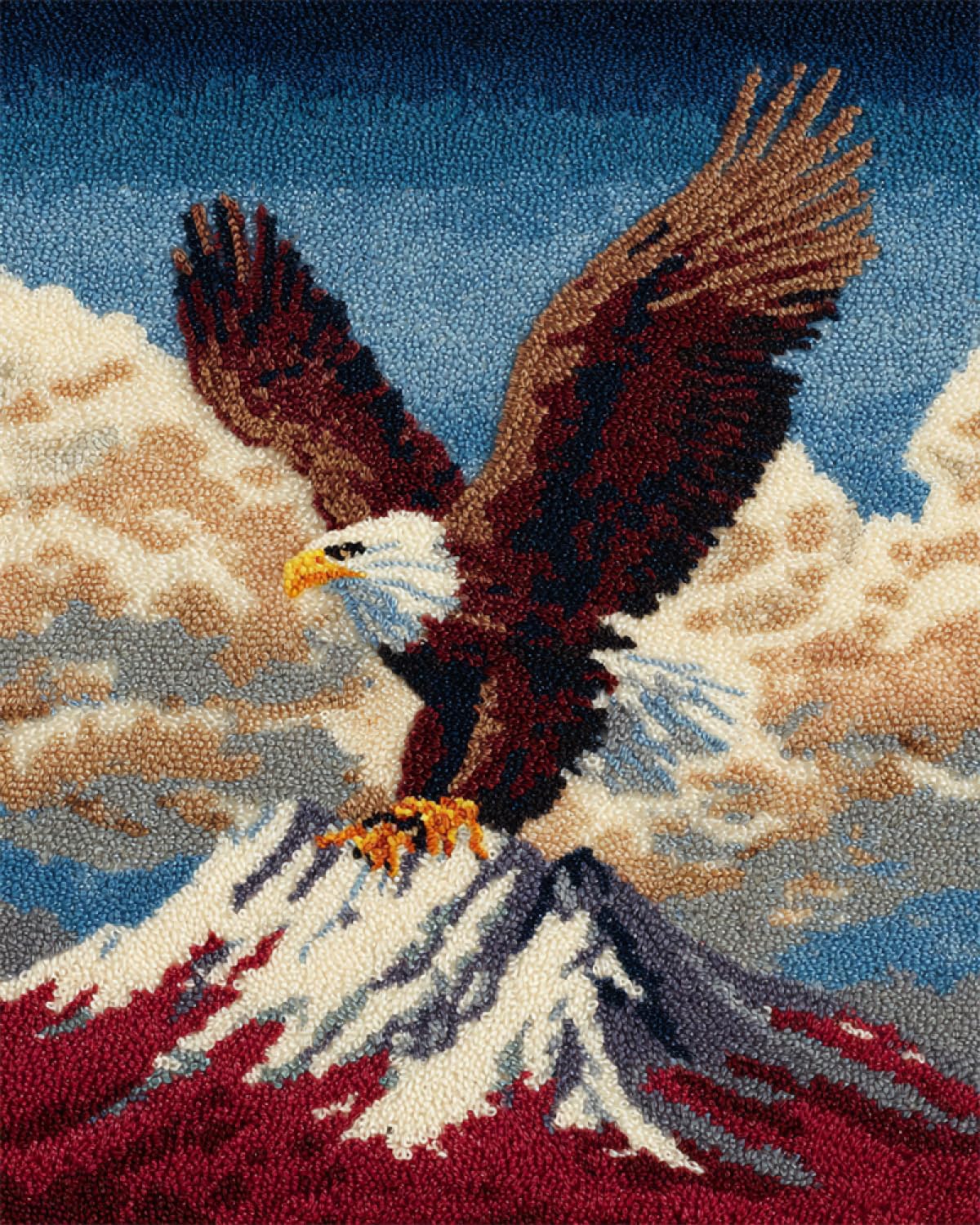 Axiangzik B N.lanshan Animal Diy Latch Hook Rug Kits Eagle And Snowy Mountains Diy Rug Making Set,Cross Stitch Kit Carpet Making Needlework For Eginners,Home Decor 80X115cm