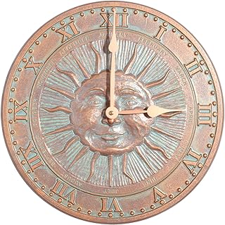 Whitehall Products Sunface Clock, Copper Verdi