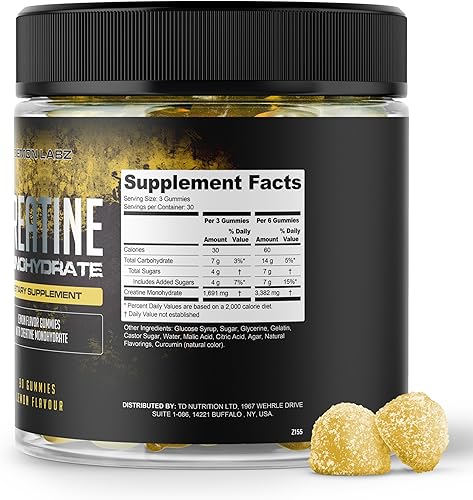 Miniatura 6 de Monohidrato de creatina, gomitas con sabor a limón (90 unidades (paquete de 1))