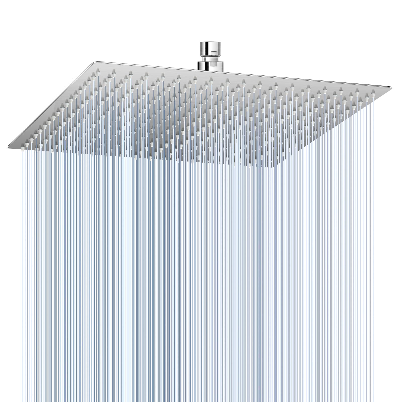 16 inch brushed nickel large rain shower head - all metal 304 stainless steel, full body rainfall shower with 324 silicone nozzles - waterfall bathroom square showerheads, ceiling mounted