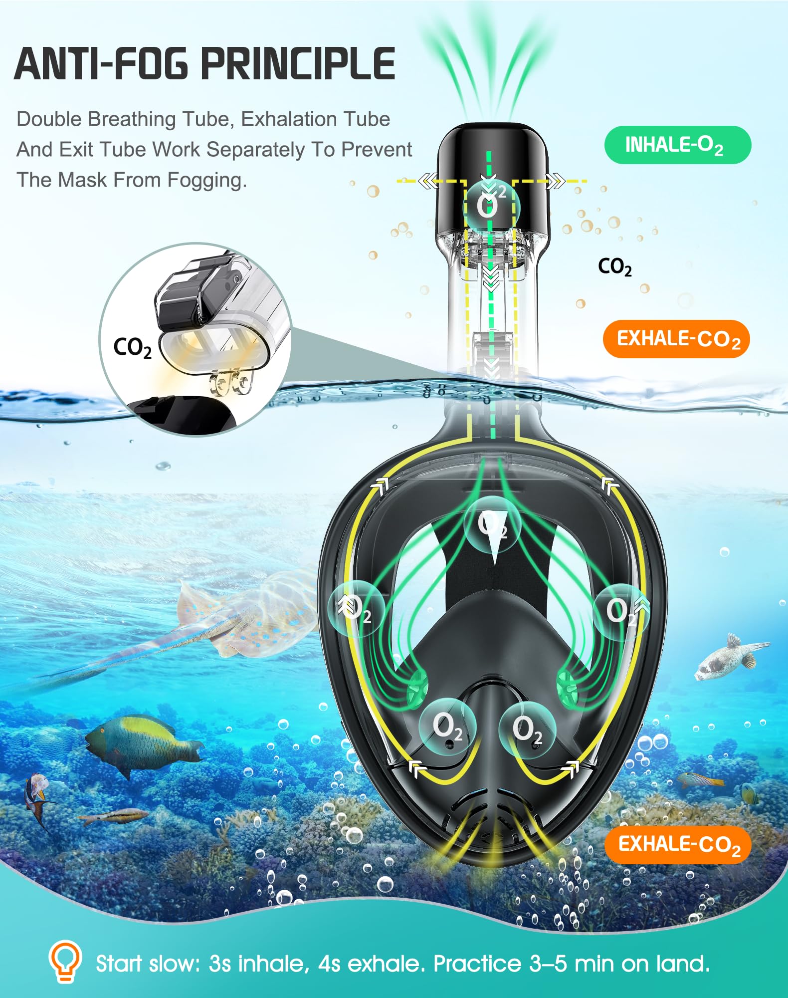 Snapklik.com : Greatever Full Face Snorkel Mask, Snorkeling Gear For Adults