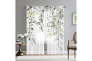 Green Eucalyptus Leaves Sheer Curtains: Serenity for Your Home Oasis