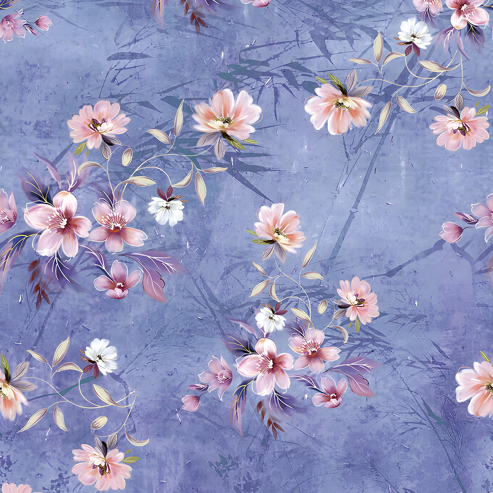 Papier peint floral blanc et violet repositionnable pour masquer les défauts