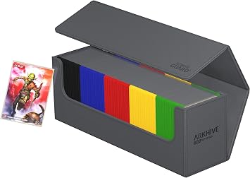 Ultimate Guard Arkhive 400+, Deck Case for 400 Double-Sleeved TCG Cards, Grey, Compatible with Boulders, Magnetic Closure & Microfiber Inner Lining