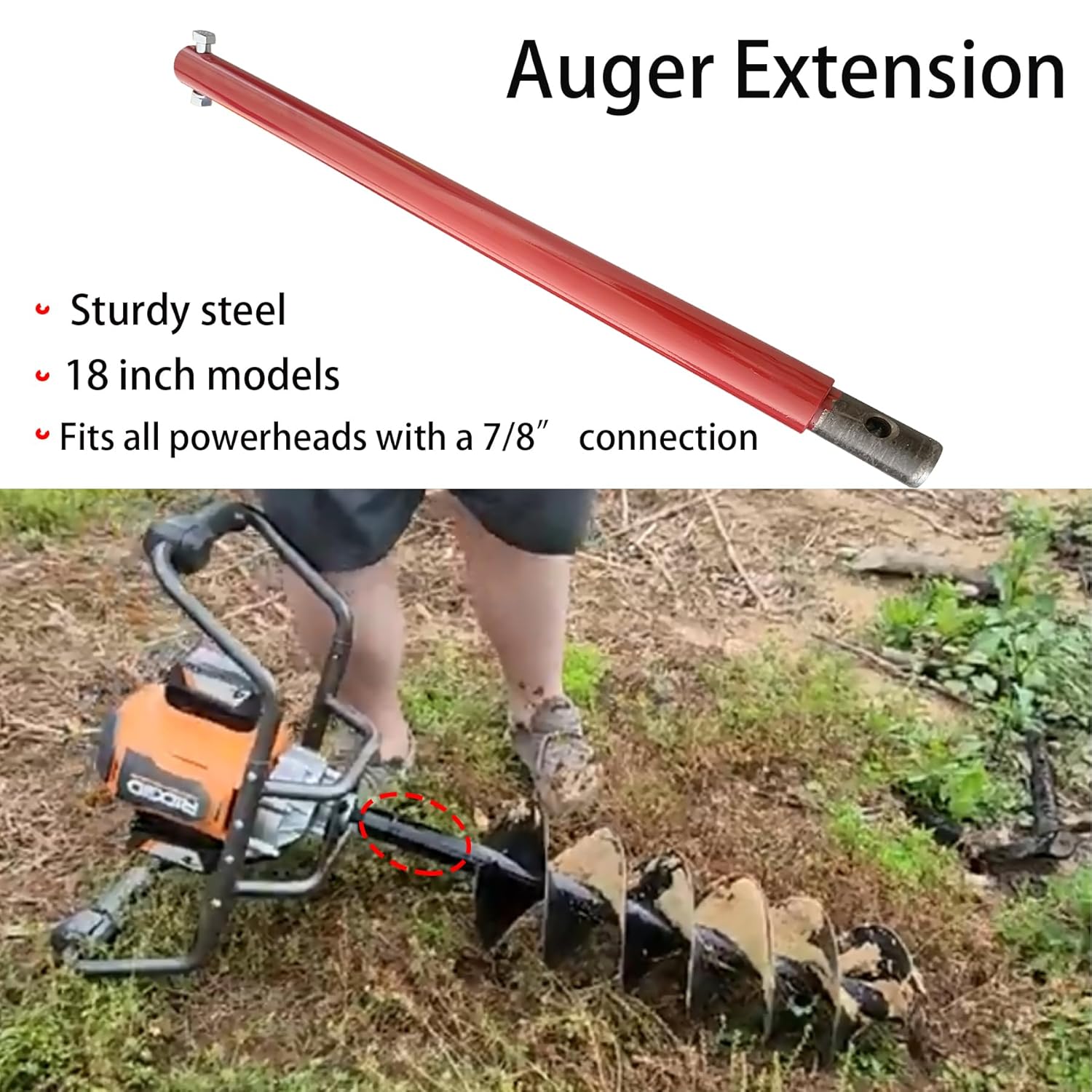 Auger Extension 18 ''Compatible with Eskimo, Echo, Dolmar, Maruyama