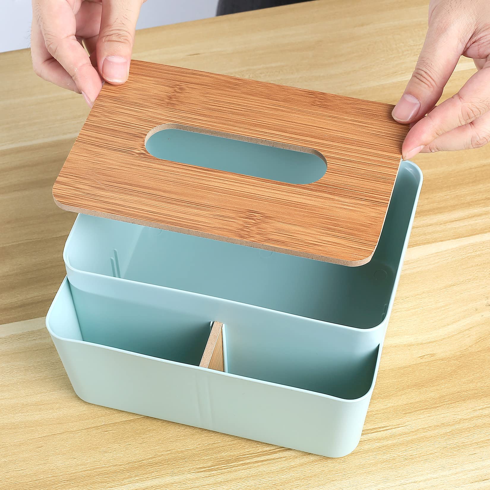 Bambus-Taschentuchbox Mit Acryl-Abdeckung – Aufbewahrung Für Papiertaschentücher, 18,3 X 12,1 Cm