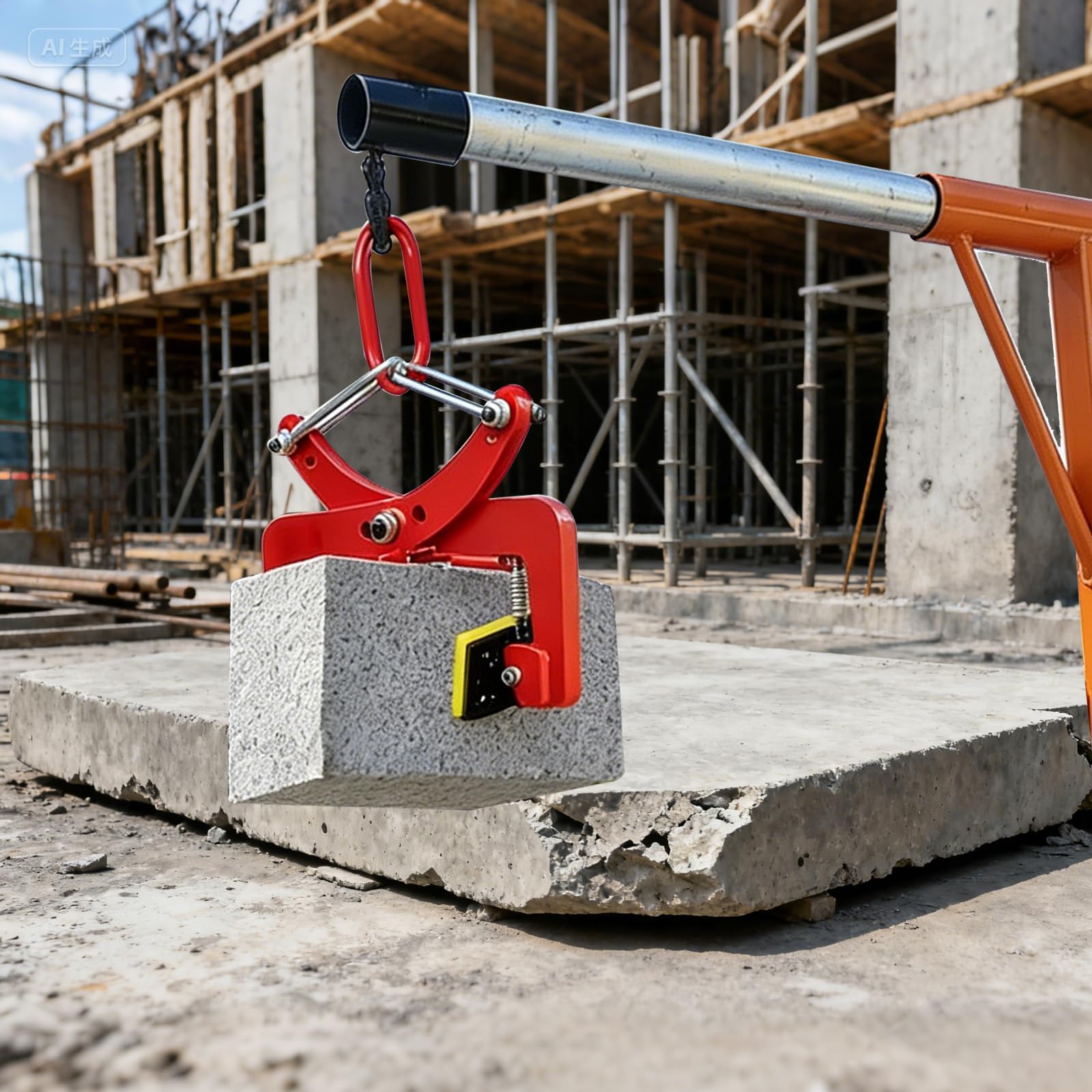 Bordsteinzange, Versetzzange Steinzange Blockstufenzange Steinausheber | 325kg Tragkraft, Verstellbare Öffnung 6-18 cm, mit rutschfesten Gummipads, zum Anheben und Transportieren Steinen