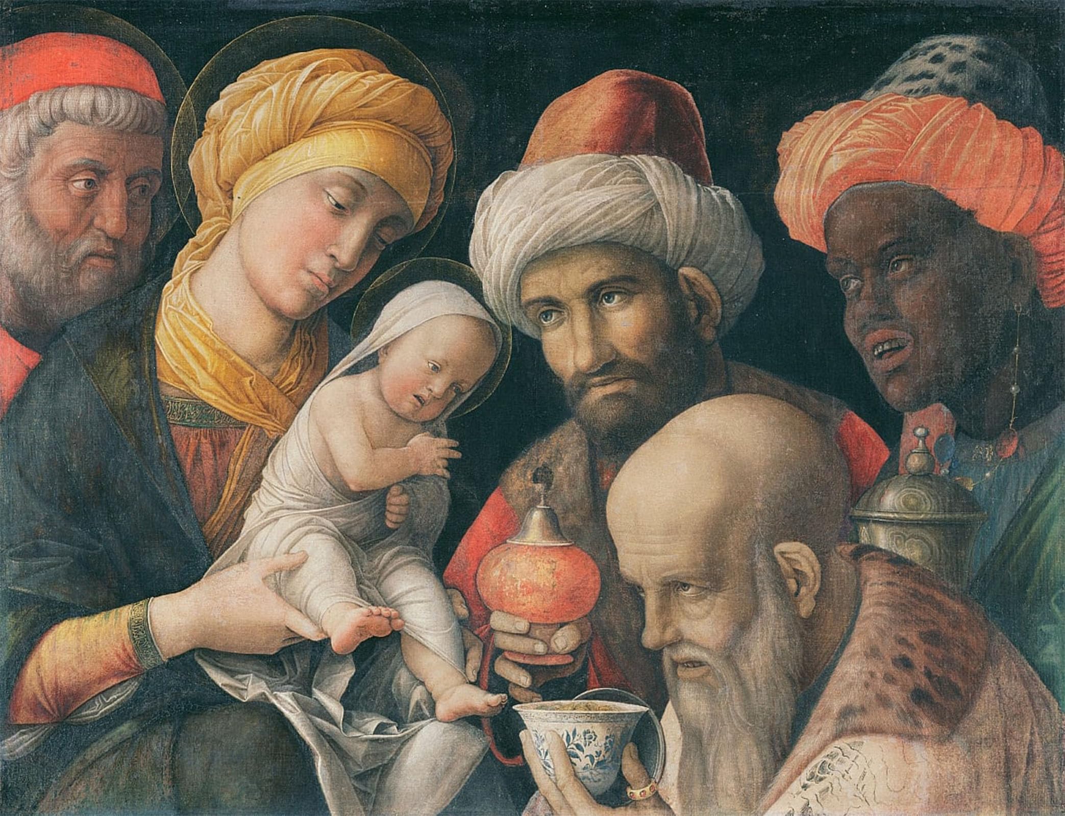 SERENDIPITP Abstract Painting Mural Print Picture Wall Decor Painting Adoration of the Magi by Andrea Mantegna Vintage Wall Artwork for Home Decor 60x90cm