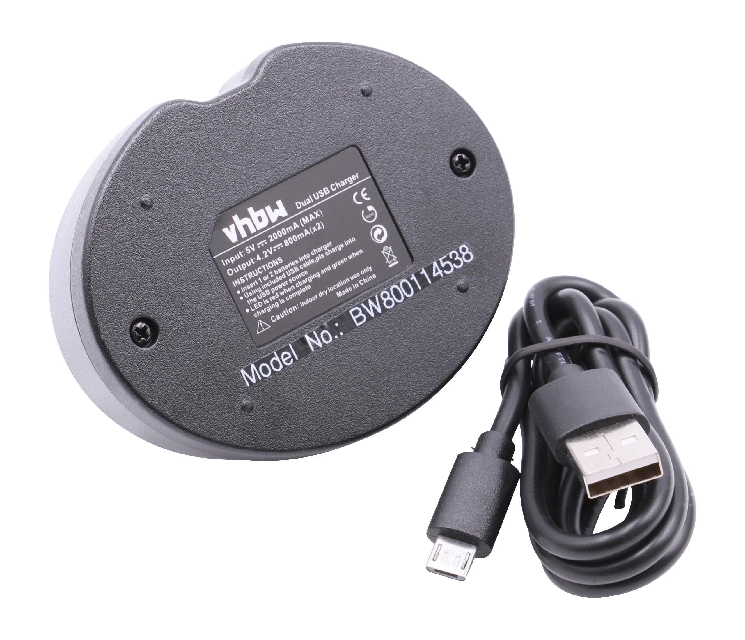 Vhbw Caricabatterie USB Compatibile Con Casio NP-110, NP-130 - Stazione Di Ricarica Con Cavo Micro-USB, Indicatore LED, Per Fotocamera E Reflex
