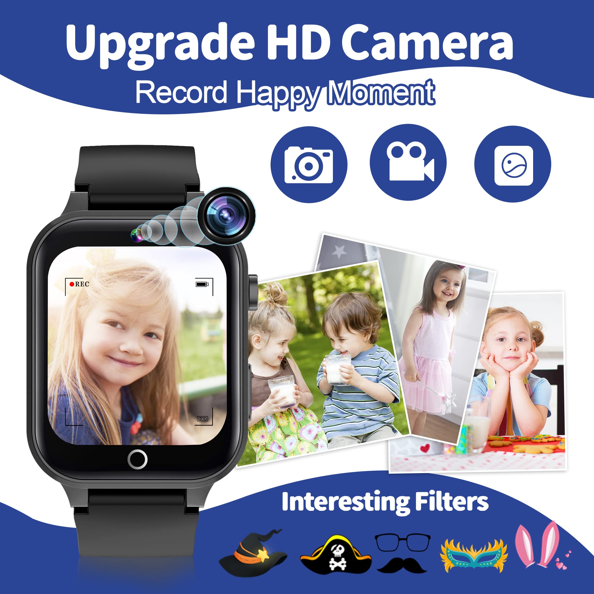 Smartwatch per Bambini - 26 Giochi,Contapassi Calorico,Orologio Smartwatch Bambini con Fotocamere,Musicale,Torcia,Sveglia,Giocattoli educativi,Regalo di Compleanno per Bambini[Scheda SD integrata]