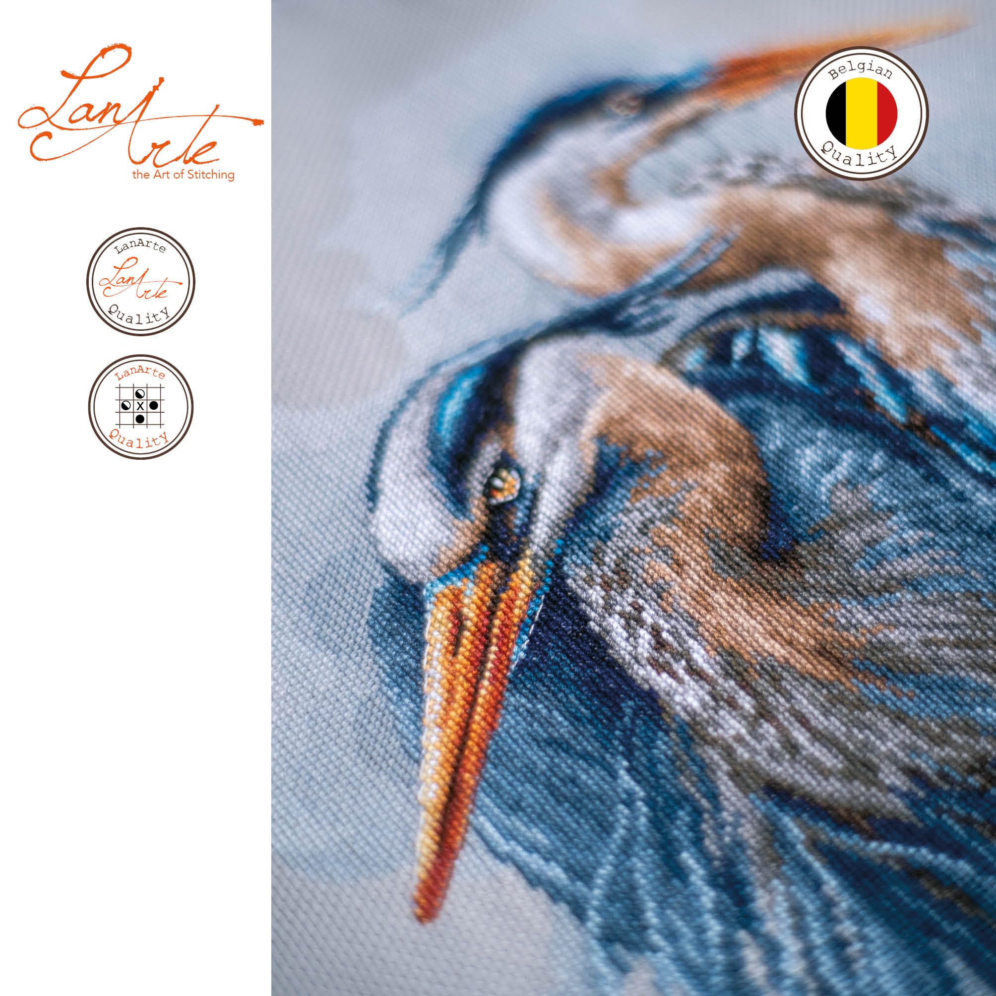 LANARTE Kit Punto Croce Contato GRANDI AIRONI BLU Decorativi Per Pareti ca. 36 x 43 cm Set Fai Da Te Creativo Adulti Ricamo Casa Decor Arte Da Parete Kit Per Hobby Cross Stitch