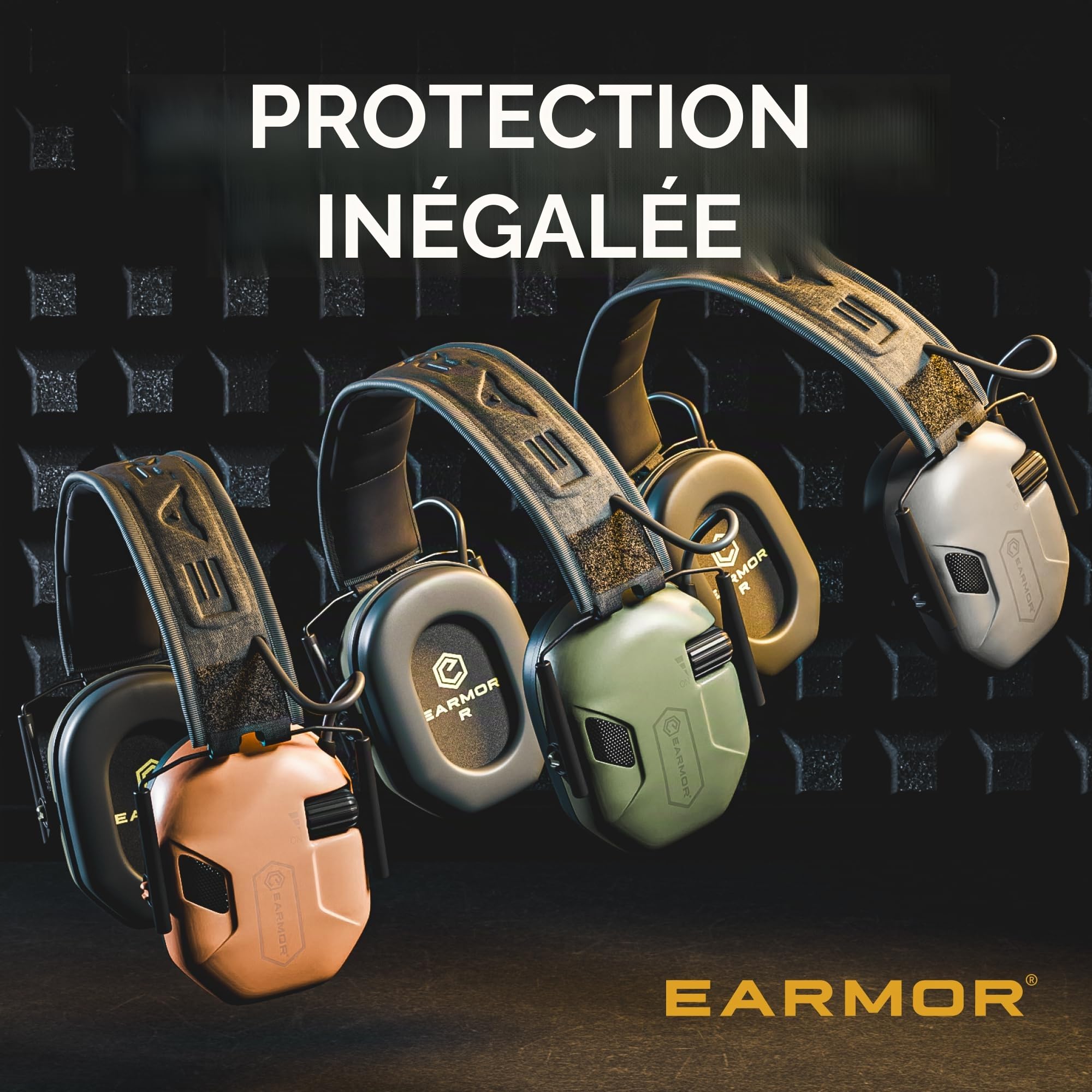 Earmor M300A Protection auditive électronique pour la chasse, le tir, valeur d'isolation acoustique, SNR 29 dB, réglage dynamique du bruit