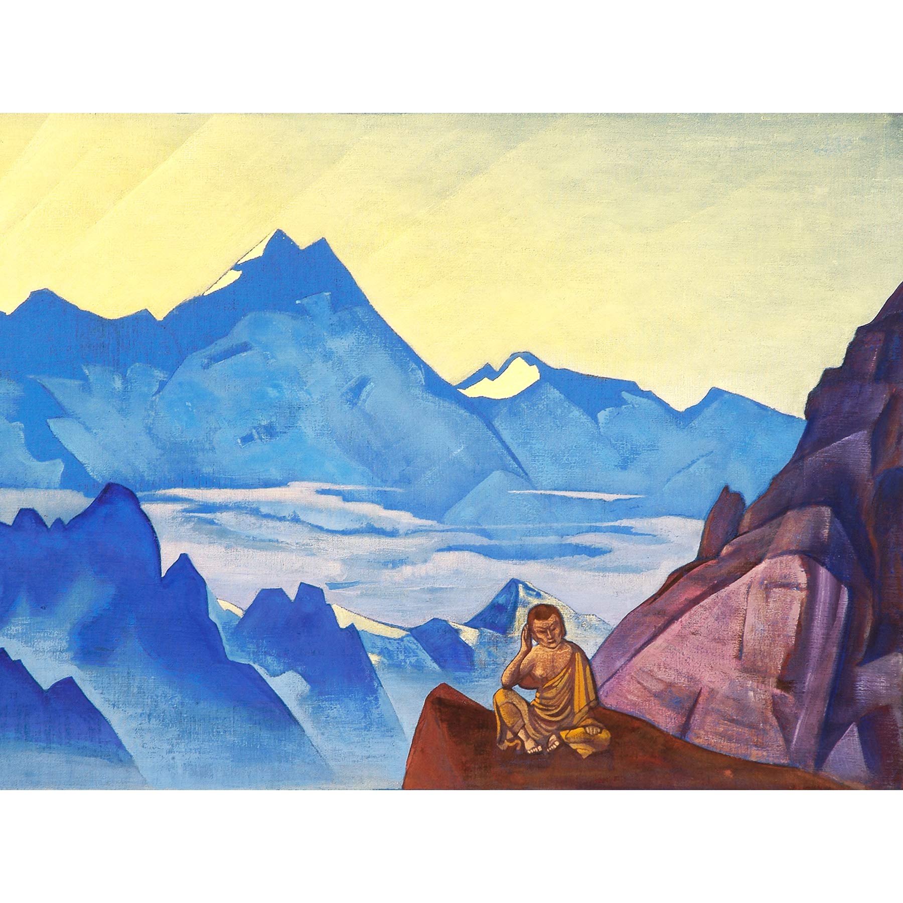 Roerich Milarepa One Who Hearkened Mountain Landscape Painting Large Print Poster Wall Art Decor Picture