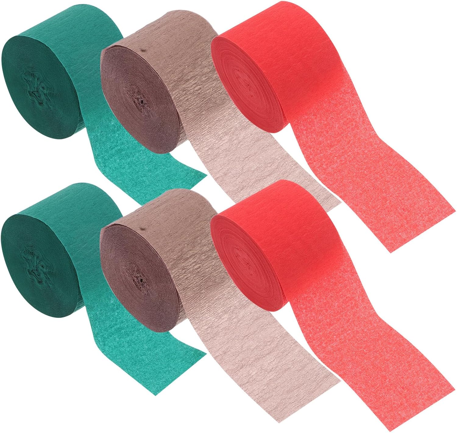 HEMOTON 6 Rolls Crepe Paper Streamers Party Decorations Set for DIY Crafts in Red, Christmas Green, Rose Gold – Birthday, Wedding, Festival Garland Supplies