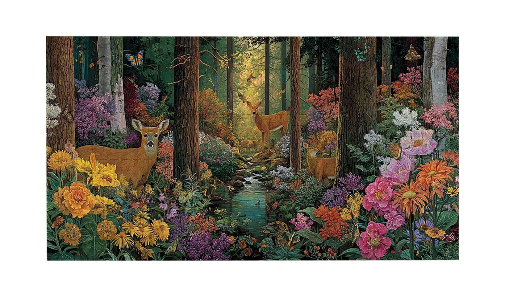 Puzzle para Adultos 1692 Piezas, Ciervos de Flores forestales Puzzle, Desafiante, Rompecabezas Encajan Perfectamente, Letras en la Parte Posterior, Regalo para Personas Mayores (179x31cm) v-816