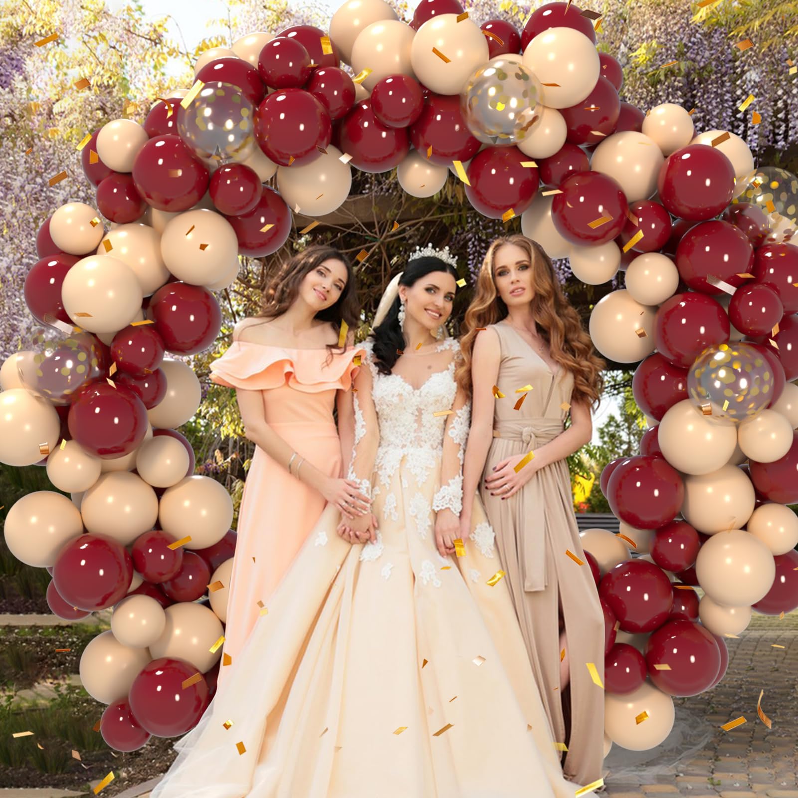 Bouquet di palloncini color bordeaux e oro cromato / Decorazione per feste - Italia