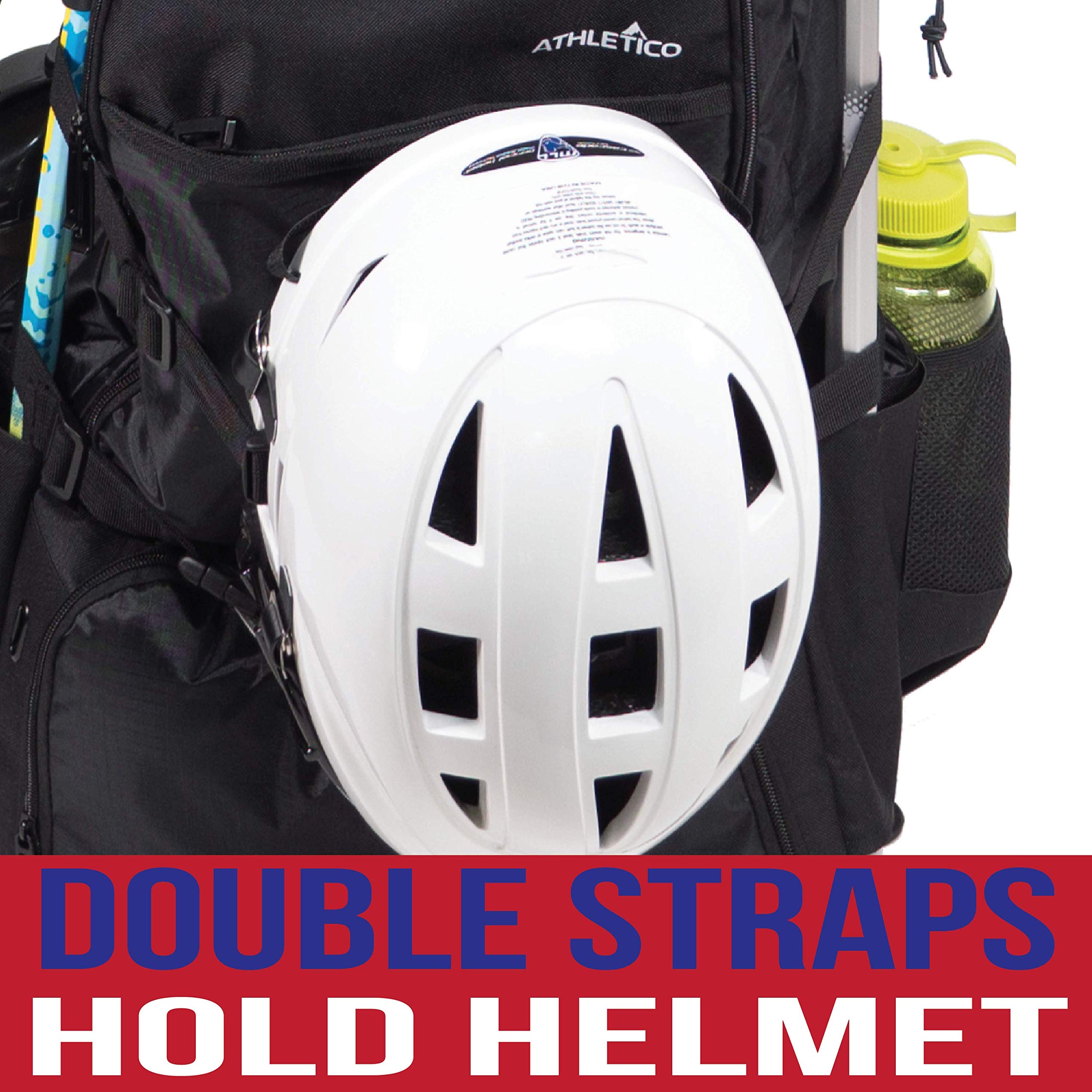 Athletico Bolsa de Lacrosse – Mochila de Lacrosse Extra Grande – Capacidad para Todos los Equipos de Lacrosse o Hockey sobre césped – Dos Soportes para Palos y Compartimento Separado para Tacos