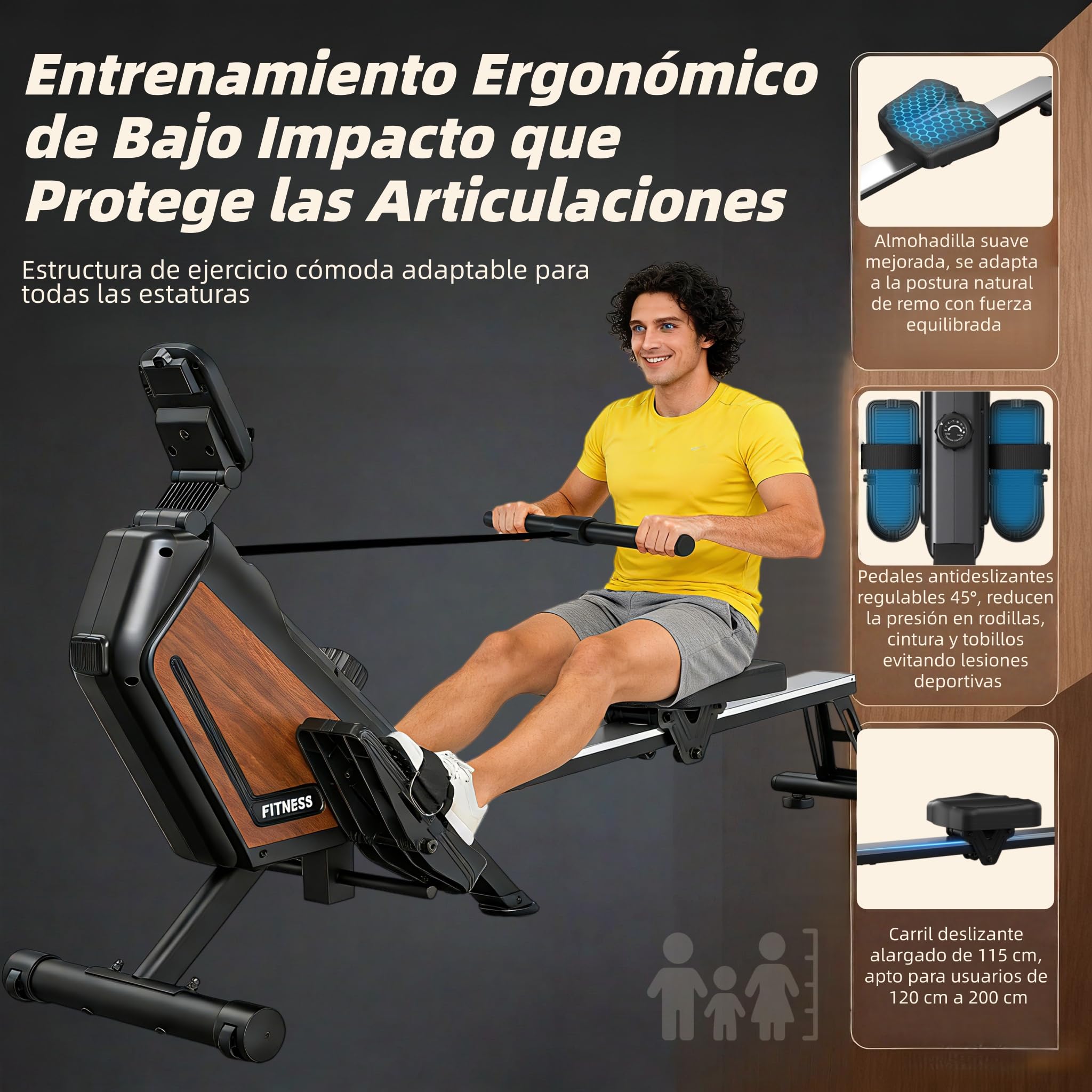 Máquina de Remo Magnética Silenciosa con Bluetooth para Casa