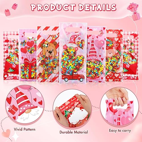 Miniatura 3 de Pasimy 60 Pcs Summer Party Favor Bags Summer Beach Pool Plastic Bags Small Hawaii Candy Treat Goodie Bags Summer Hello Gift Bags with Handle for