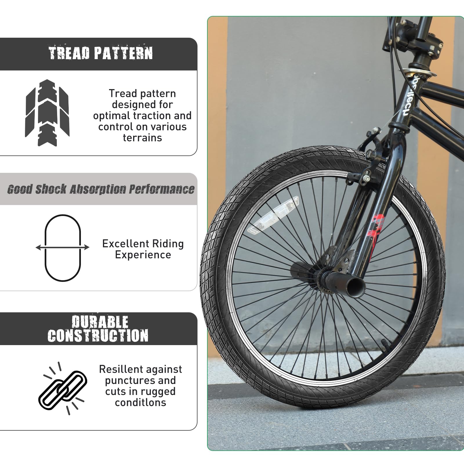 20インチ自転車　BMX　新品タイヤ、チューブ付き Amazon | BALINGE 20 x 2.125 自転車タイヤ 2パック 20 バイクタイヤ