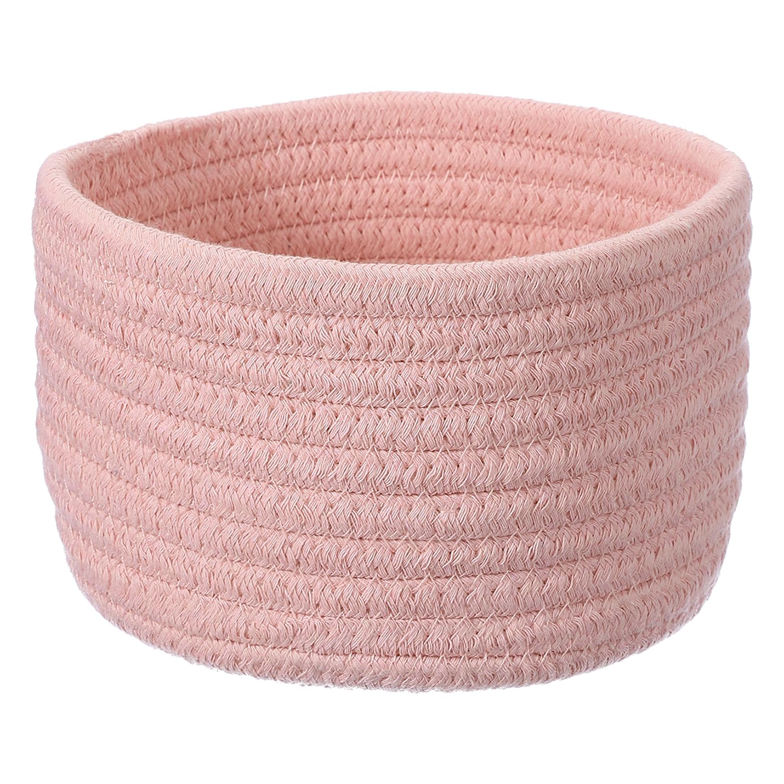 Panier de rangement en coton tissé rose pour placard, organisateur de bureau et étagère