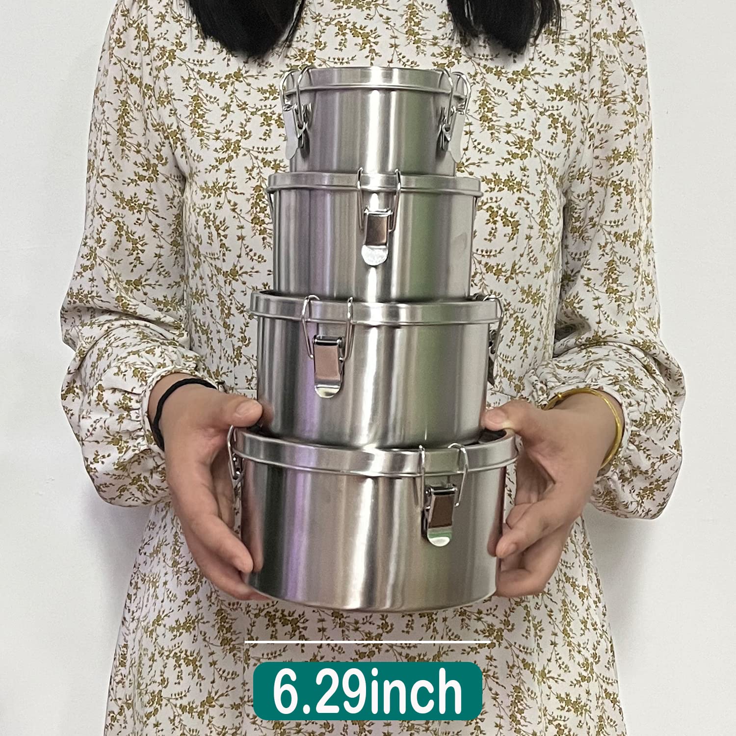 nicelock Contenedores de acero inoxidable para alimentos con tapas herméticas – Contenedores reutilizables de almacenamiento de comida preparada a prueba de fugas de metal Bento fiambreras