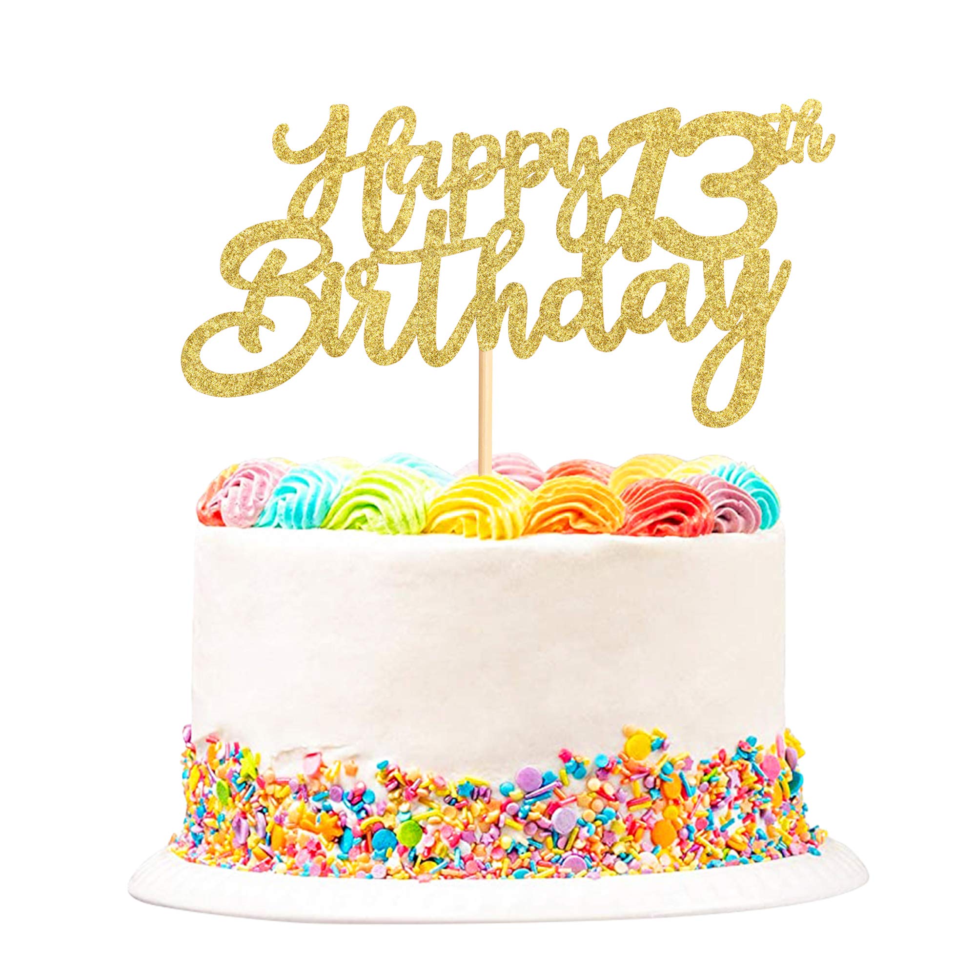 Confezione da 3 topper per torta con scritta Happy 13th Birthday con glitter per torta di compleanno Happy 13 decorazione per torta di compleanno per 13° compleanno