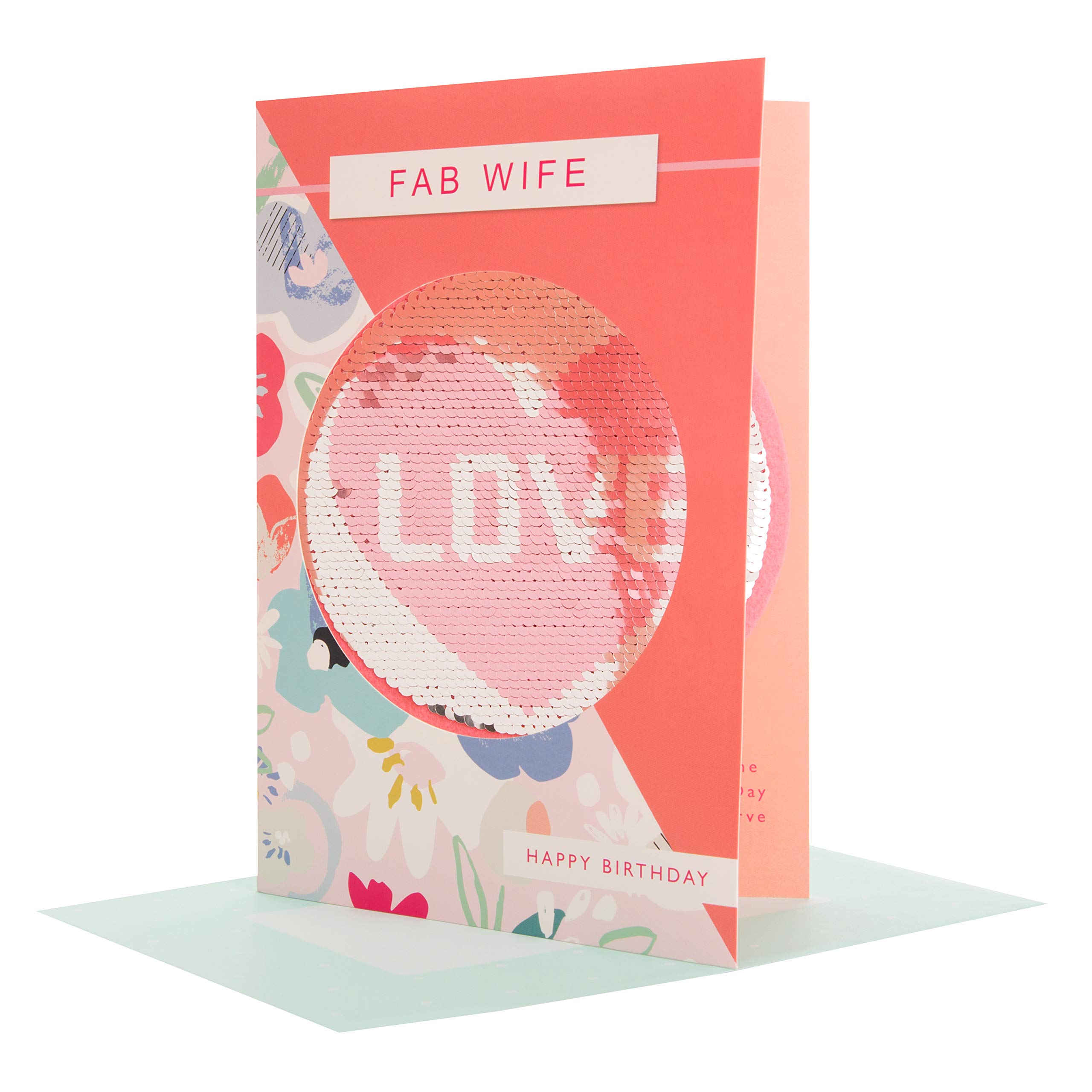Hallmark Birthday Card for Wife - Reversible Sequin Keepsake & Flower Design