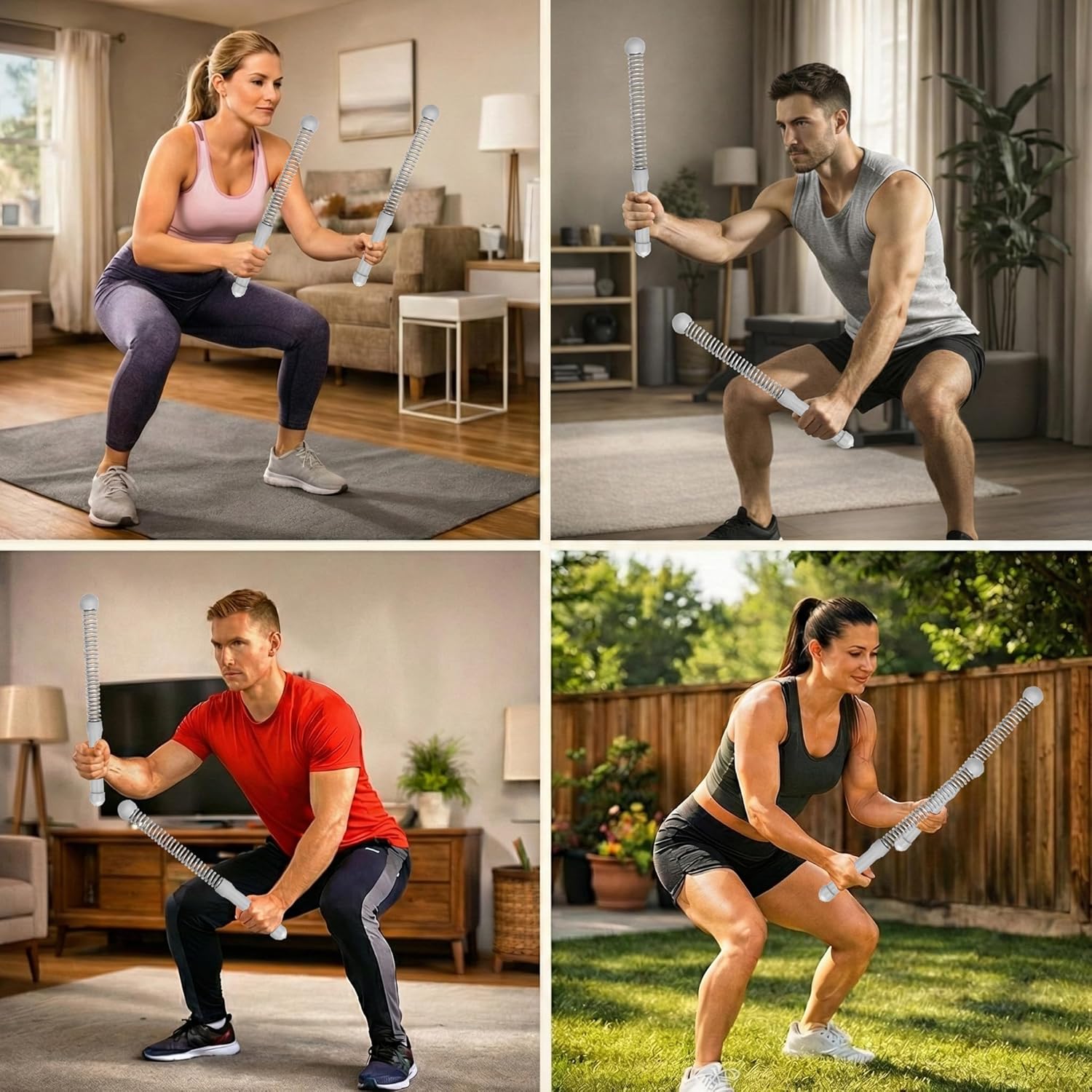 Cordless Ropeless Weighted Battle Rope Sticks, Portable Home Gym Workout Exercise for Full-Body Strength Training, Durable Fitness Accessories with Smooth Flow Design, Ideal for Indoor Cardio (Gray)