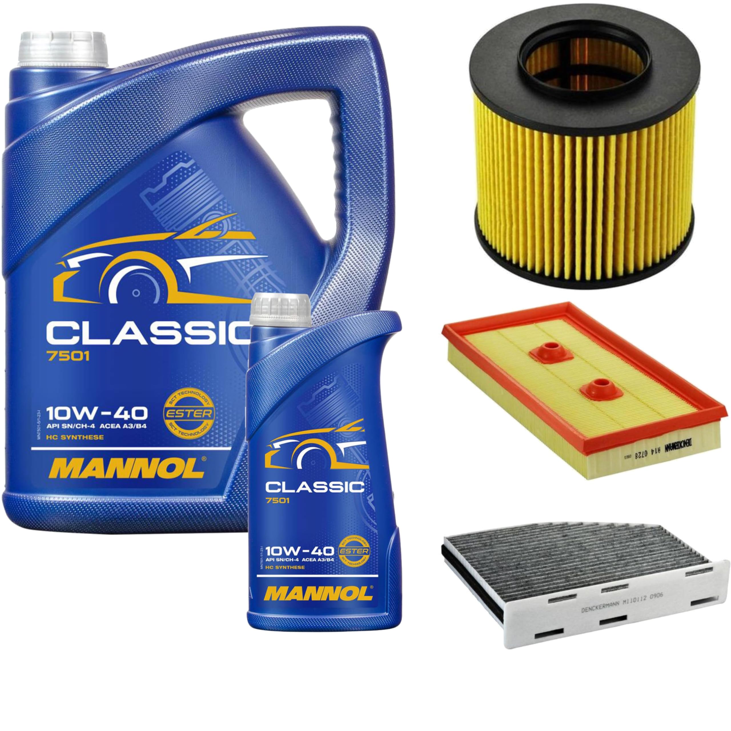 Pacchetto di ispezione Set di filtri con Classic 10W-40 6L, filtro ai carboni attivi, filtro abitacolo dell'aria, filtro dell'olio