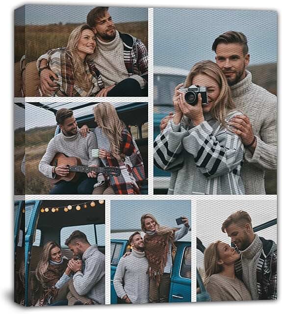 Custom Collage Canvas Prints with Your Photos, Personalized Multi Portra...
