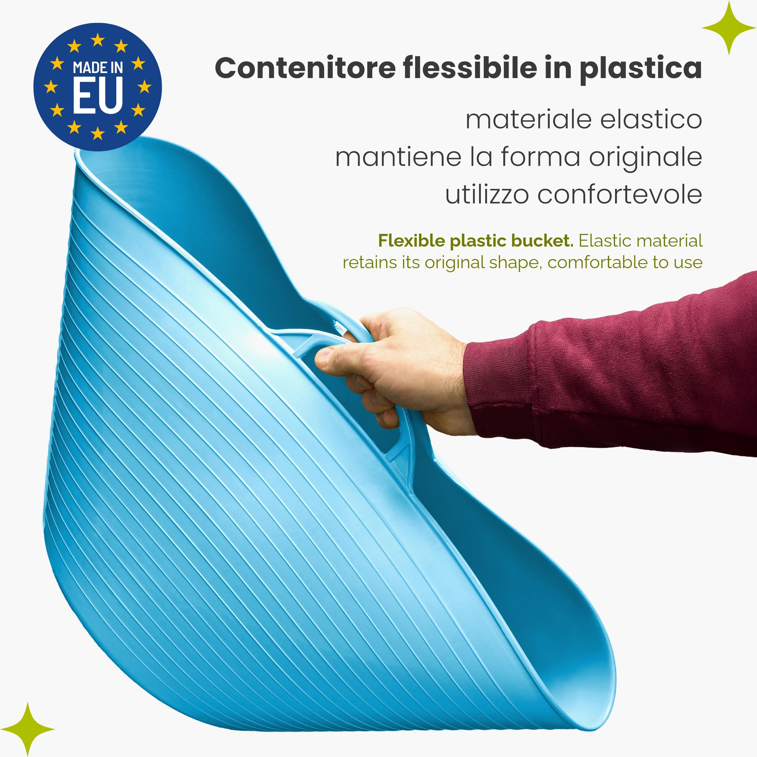 Garronda Set da 4 Cesti Multiuso in Plastica Flessibile 42 L per Casa Bagno Giardino e Giochi Bambini con Manici Ergonomici Organizzazione e Trasporto Blu GD-0184