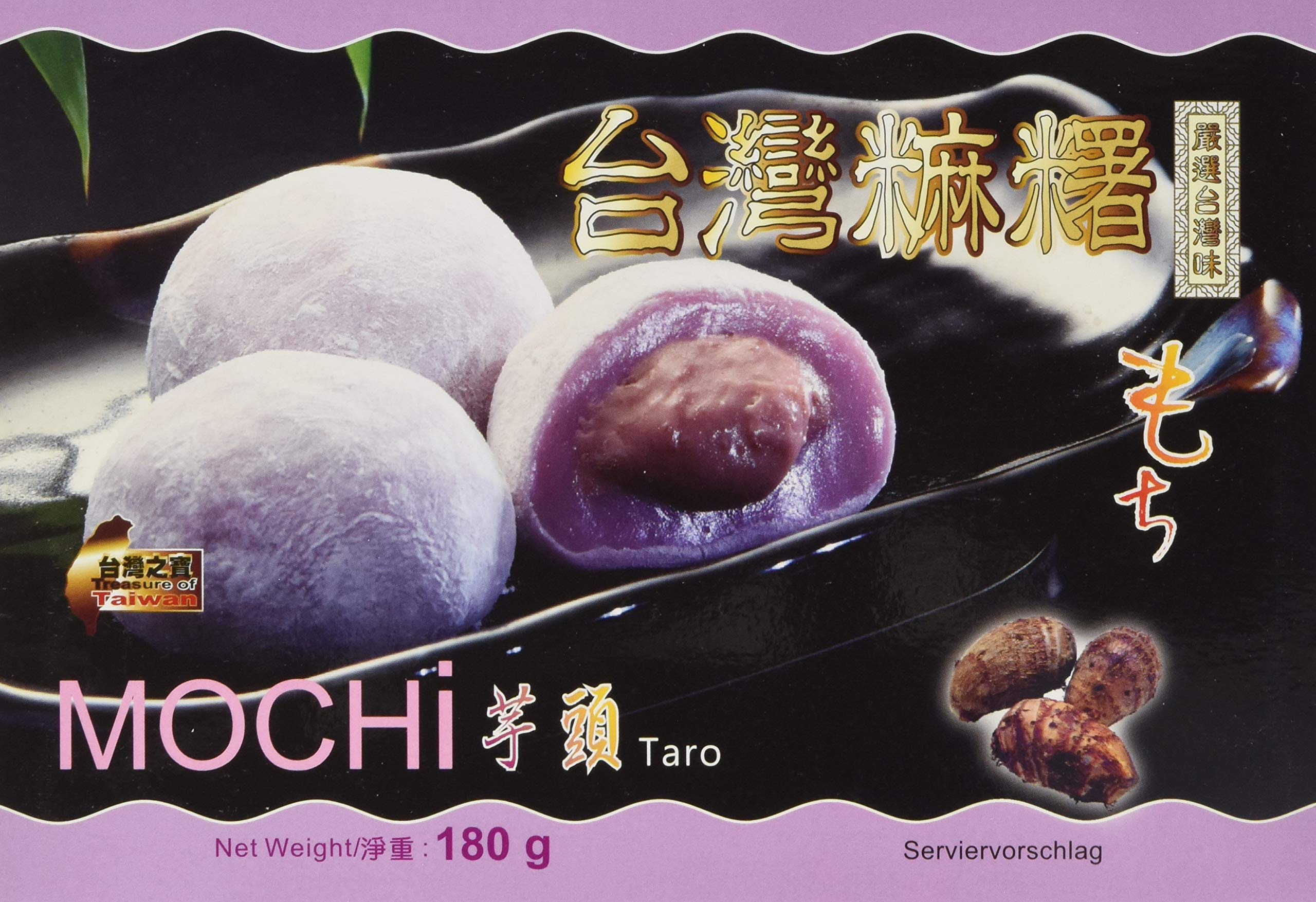 AWON Mochi Taro, kleine Klebreiskuchen, als Nachtisch oder als süßer Snack zwischendurch (4 x 180 g mit 6 Mochis pro Packung) 