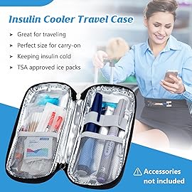 YOUSHARES Insulin Cooler Travel Case - Portable Refrigerated Medicine Case for Insulin Pen, Medication and Diabetic Supplies with 2 TSA Approved Ice Pack
