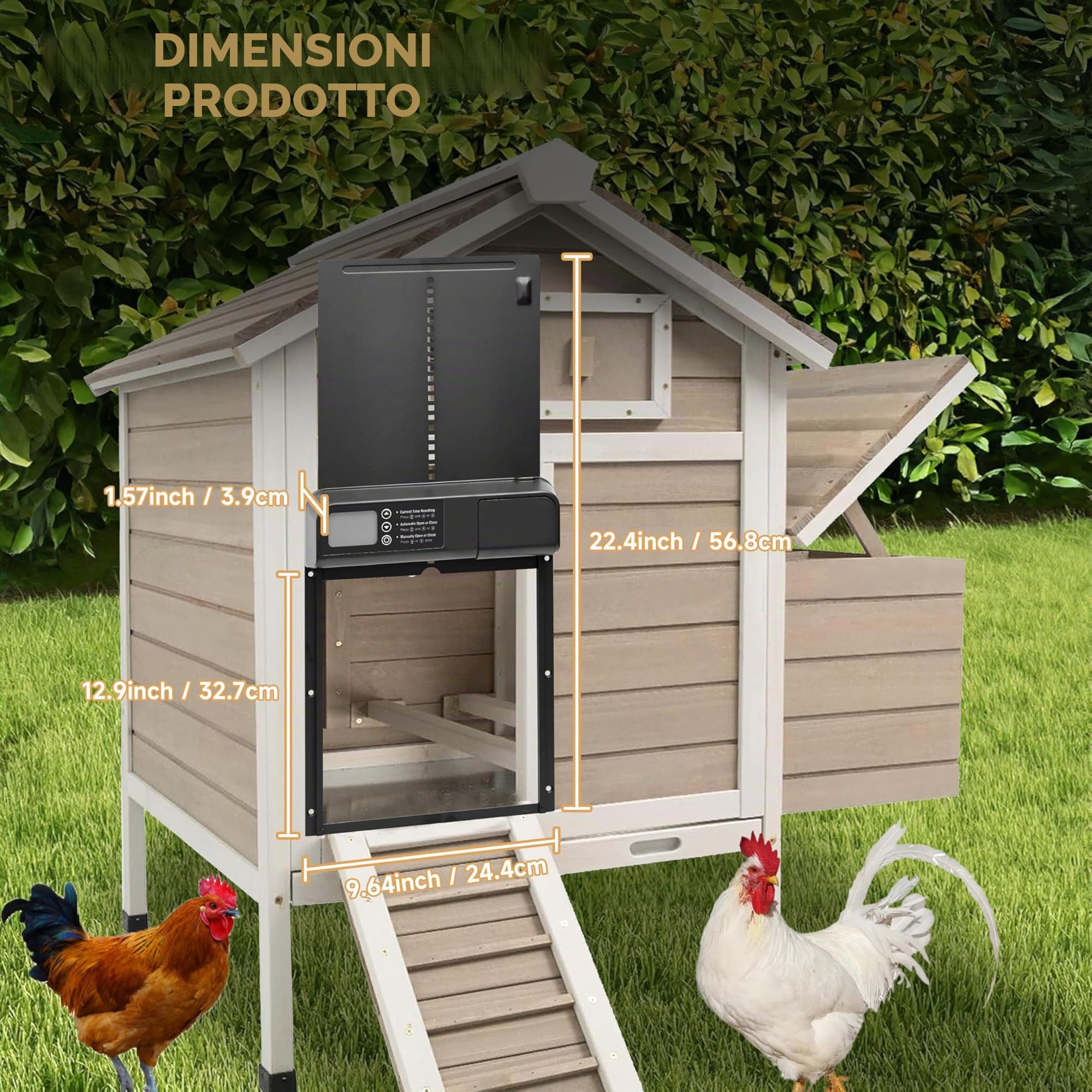 Porta Automatica Pollaio con Modalità Temporale, Pollaio Elettrico con Ampio Display Impermeabile, per una Conservazione Sicura del Pollo, Disponibile Anche per Porte Automatiche di Gattini e Cuccioli
