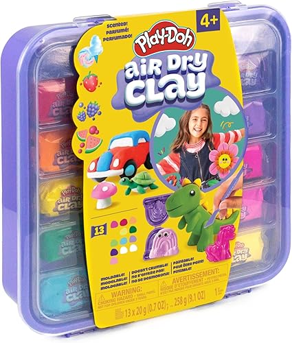 Miniatura 10 de Play-Doh Estuche de arcilla seca al aire, paquete variado perfumado, 13 arcillas secas al aire, moldes divertidos, ojos ondulantes y herramienta de