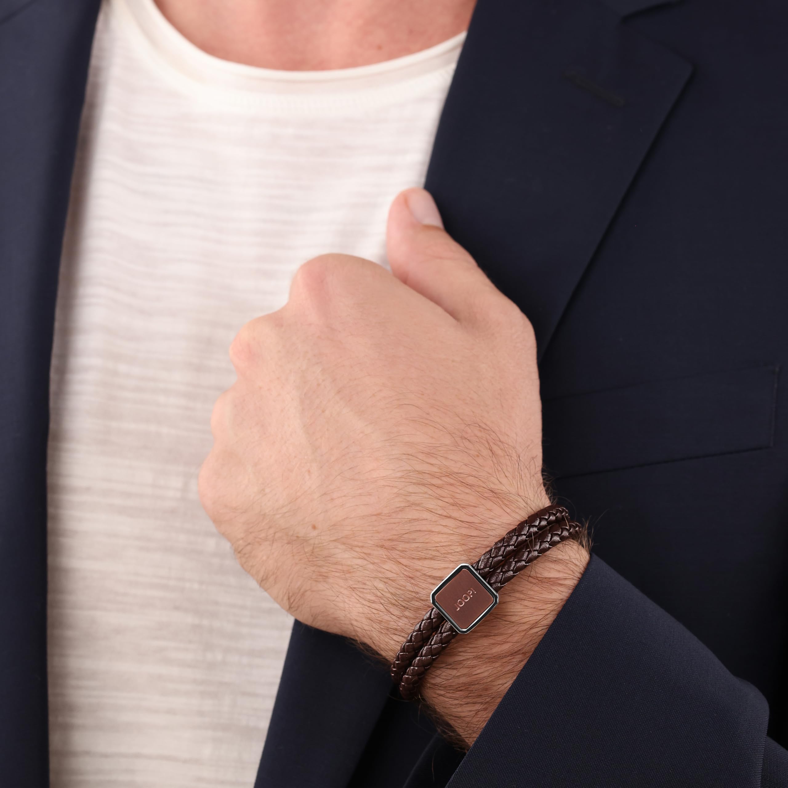 JOOP! Armband Edelstahl Herren Armschmuck, 18,5+1,5+1,5 cm, Silber, Kommt in Schmuck Geschenk Box, 2038036