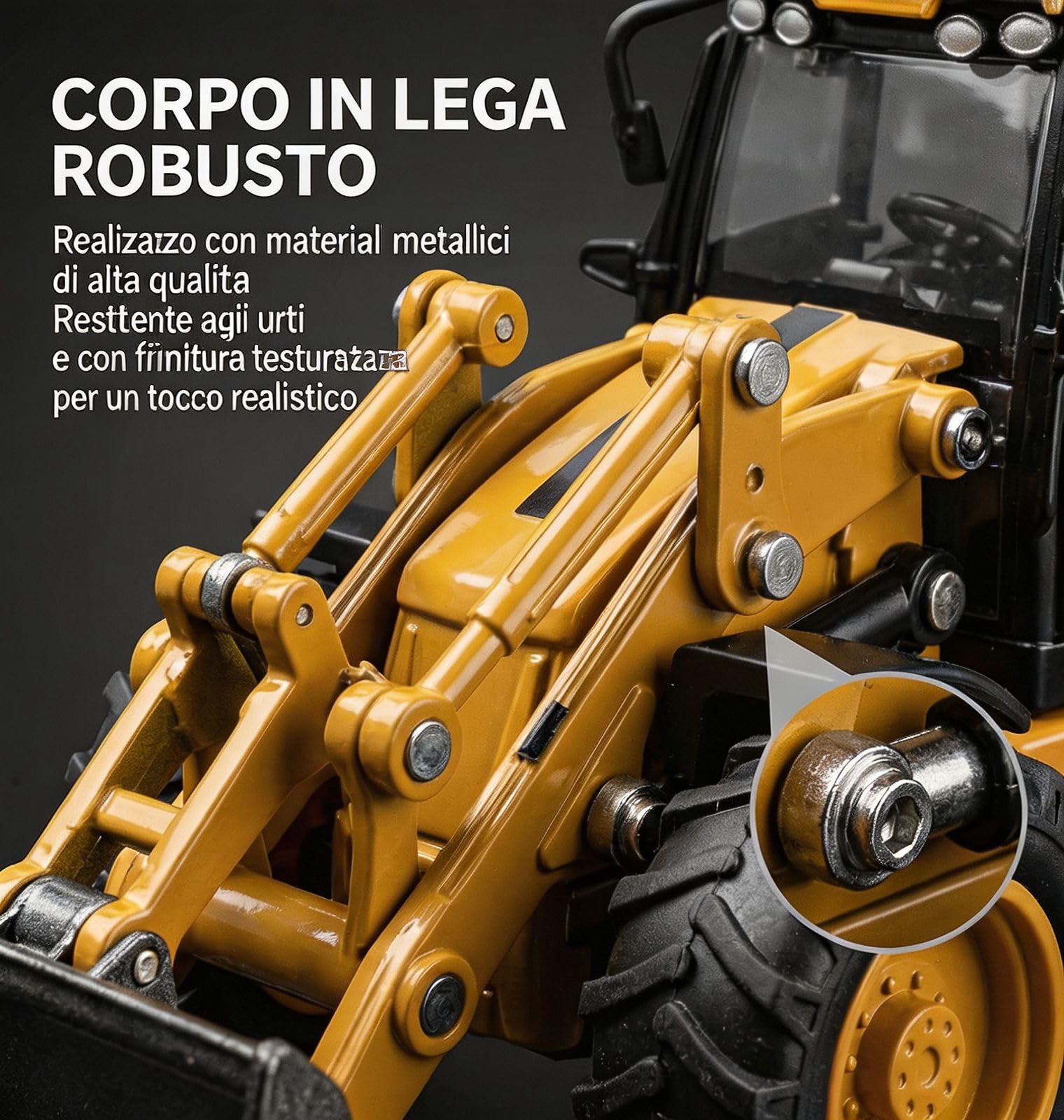 Escavatore Ruspa Giocattolo, 1/50 Modelli di Giocattoli 2 in 1 Camion a Frizione Modellini con Bulldozer Spiaggia Macchinine per Bambini Anni, Regalo di Compleanno Giocattoli- Yellow