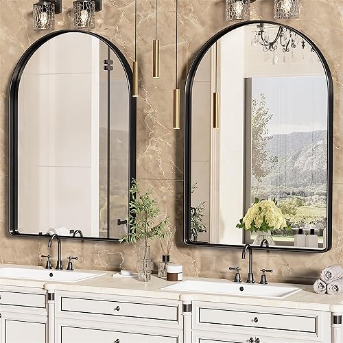 Miniatura 2 de Espejo de baño ovalado de 22 x 30 pulgadas, espejo ovalado dorado, espejo de tocador de baño con marco de metal, espejos de pared para dormitorio,